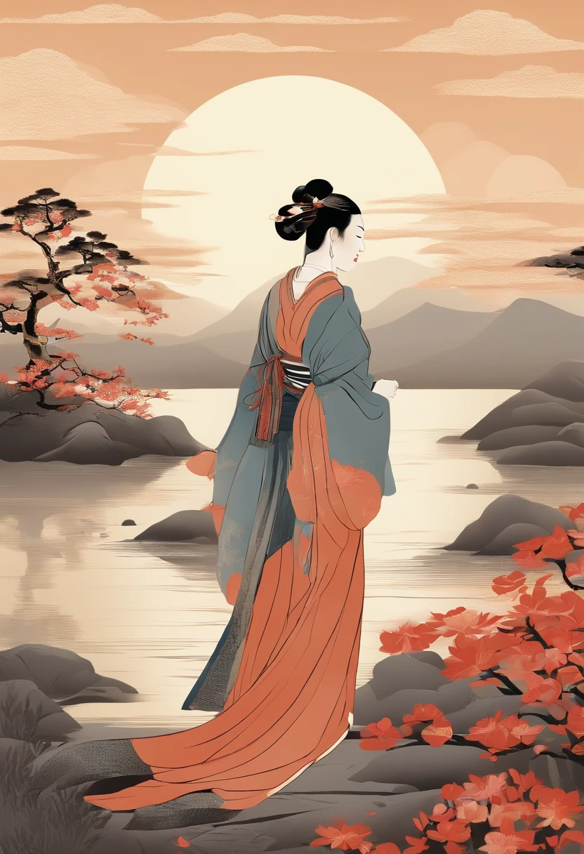 Carton packaging：Yamakawa，rios，Sun，Epic composition，shadowing，National style，A very detailed ukiyo-e style illustration，A masterpiece with packaging design，Lifelike illustrations，Layered composition，Calm and pastel palette - AR 3:4-upbeta-s 750-style original