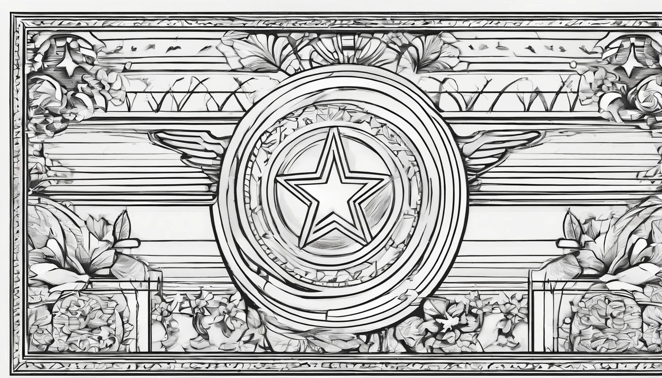 Captain america with engraving ornament, high detailed, black and white only