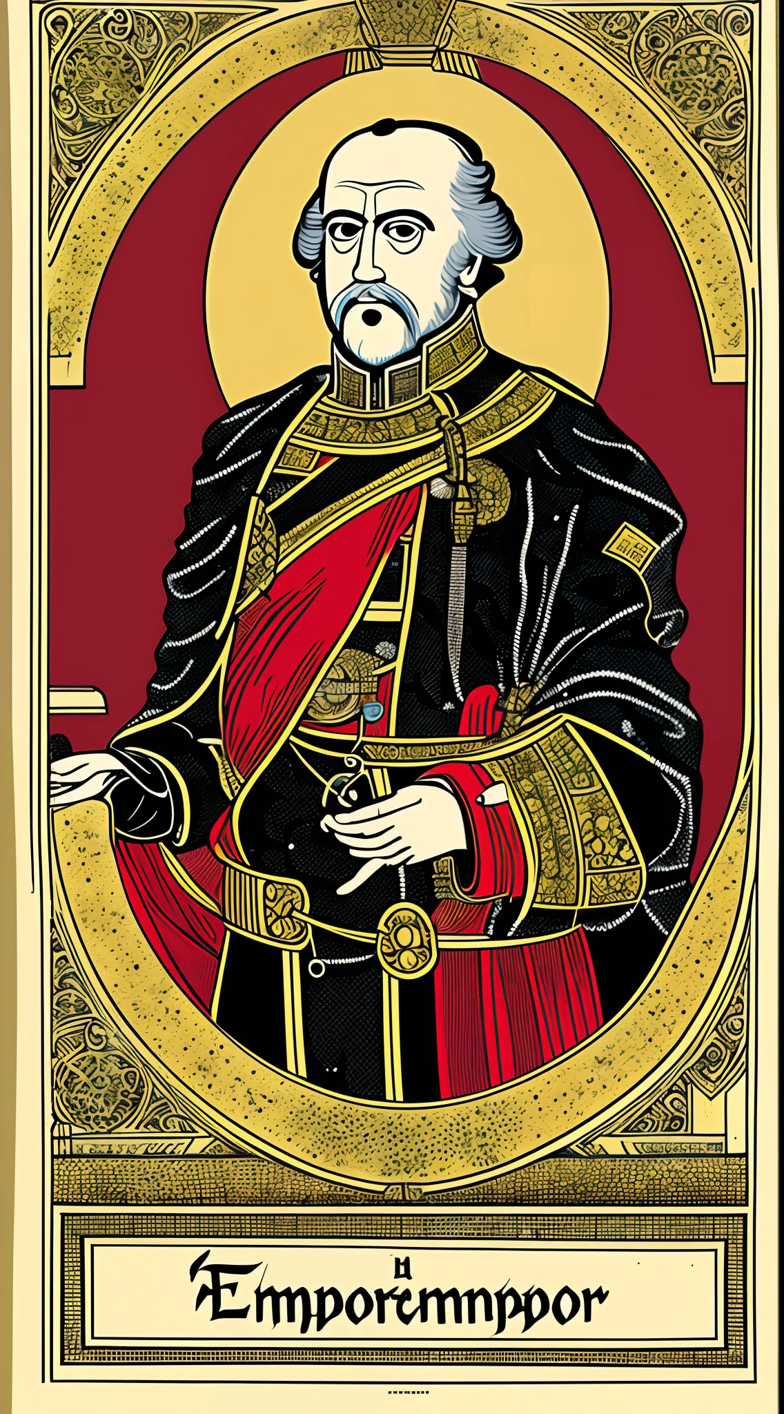 The emperor with ornament, engraving style