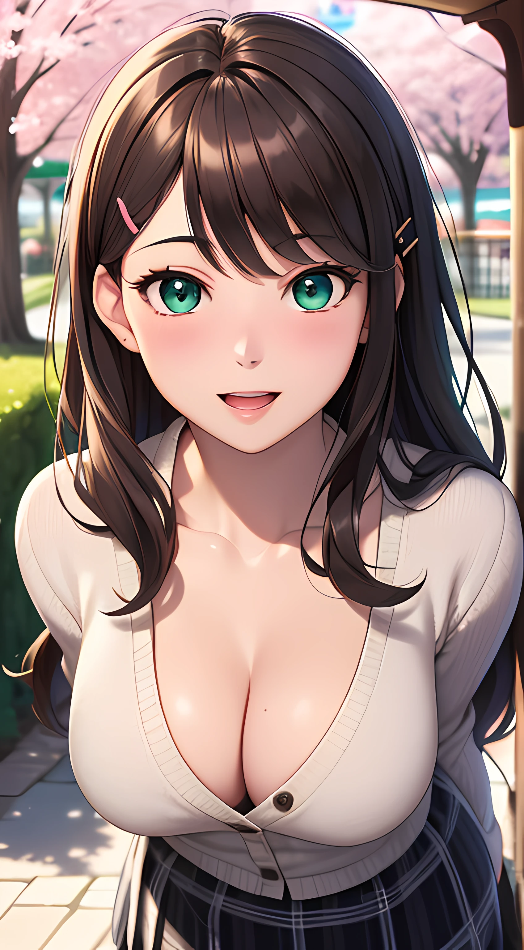 Anime Girl With Big Breast Posing In Front Of A Tree SeaArt AI