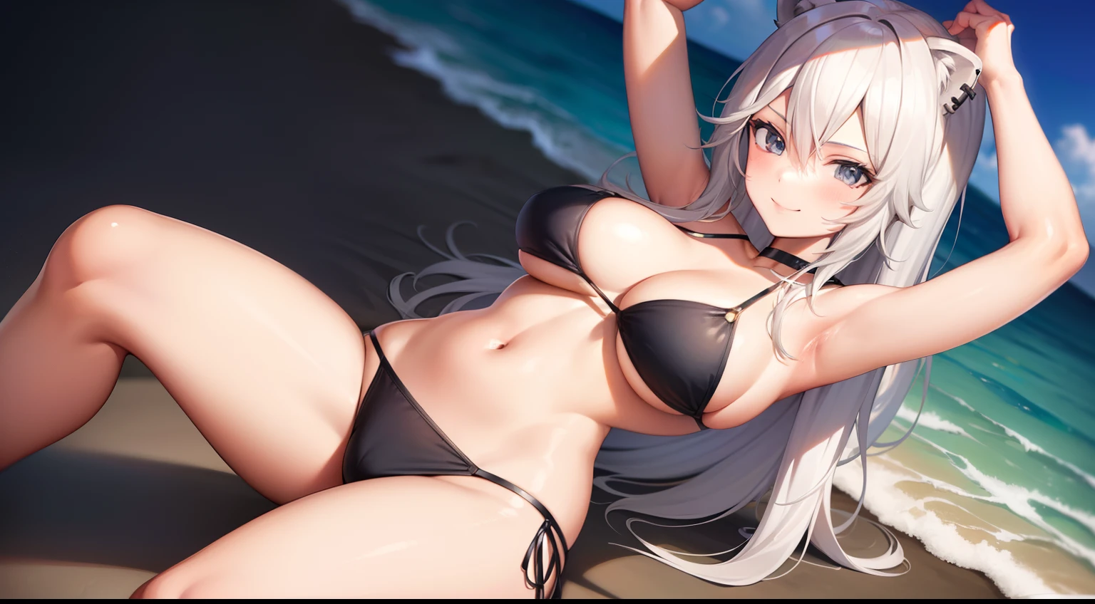 Obra maestra, La mejor calidad, absurdos, antomy perfecto, 1girl, solamente, Botan, bikini, Cabello largo, They are smiling, En pie