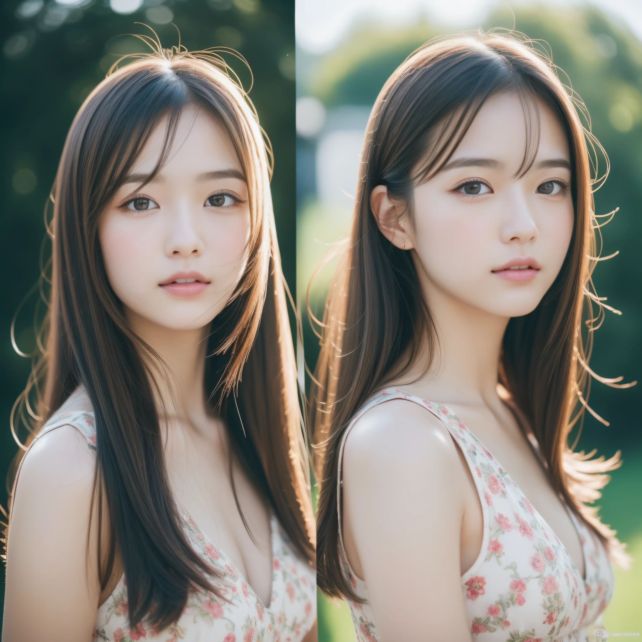 (in 8K, Photorealsitic, Raw photography, Top image quality: 1.4), japanes, beauitful face, (Lifelike face), Beautiful hairstyle, realisticeyes, beautiful finely detailed eyes, (real looking skin), Beautiful skins, enticing, 超A high resolution, A hyper-realistic, high detailing, the golden ratio, plein air, Windy, frombelow、 Half body shot,extremely detailed cute girl(20yr old)、party dress、