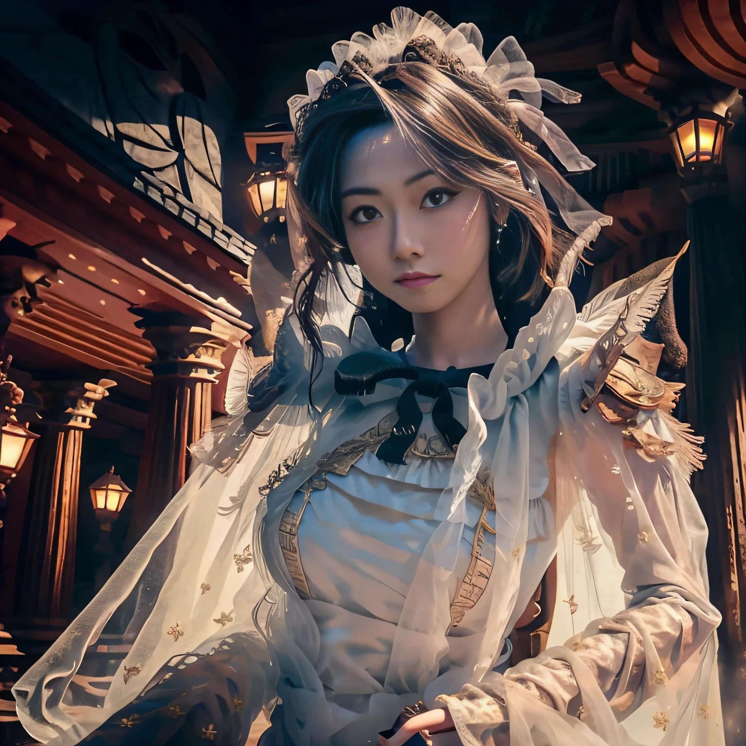 (tmasterpiece,Best_quality,Hyper-detailing:1.3),Epic,rendering,Volumetriclighting,welcoming,Virginia Live Oak Girl,see-through gossamer,Slim, Holy and sexy