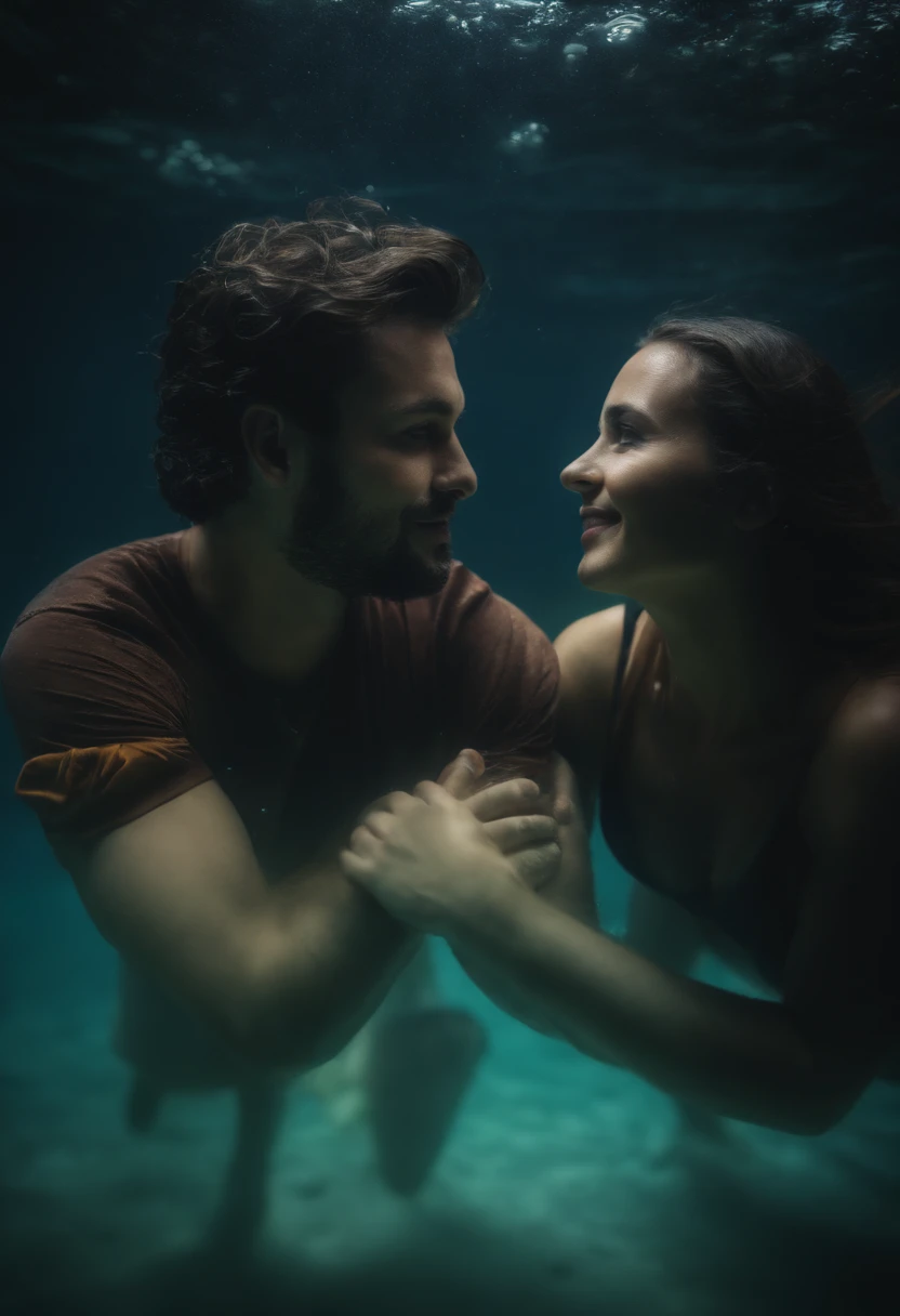 Lovely couple under water