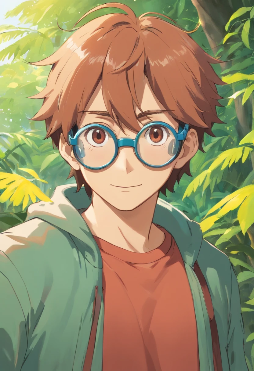 Cabelo cortado, homem, pardo, sem barba, rosto e sorriso lindo, olhos castanhos, wearing goggles, idade 18 anos, rosto lindo 4k