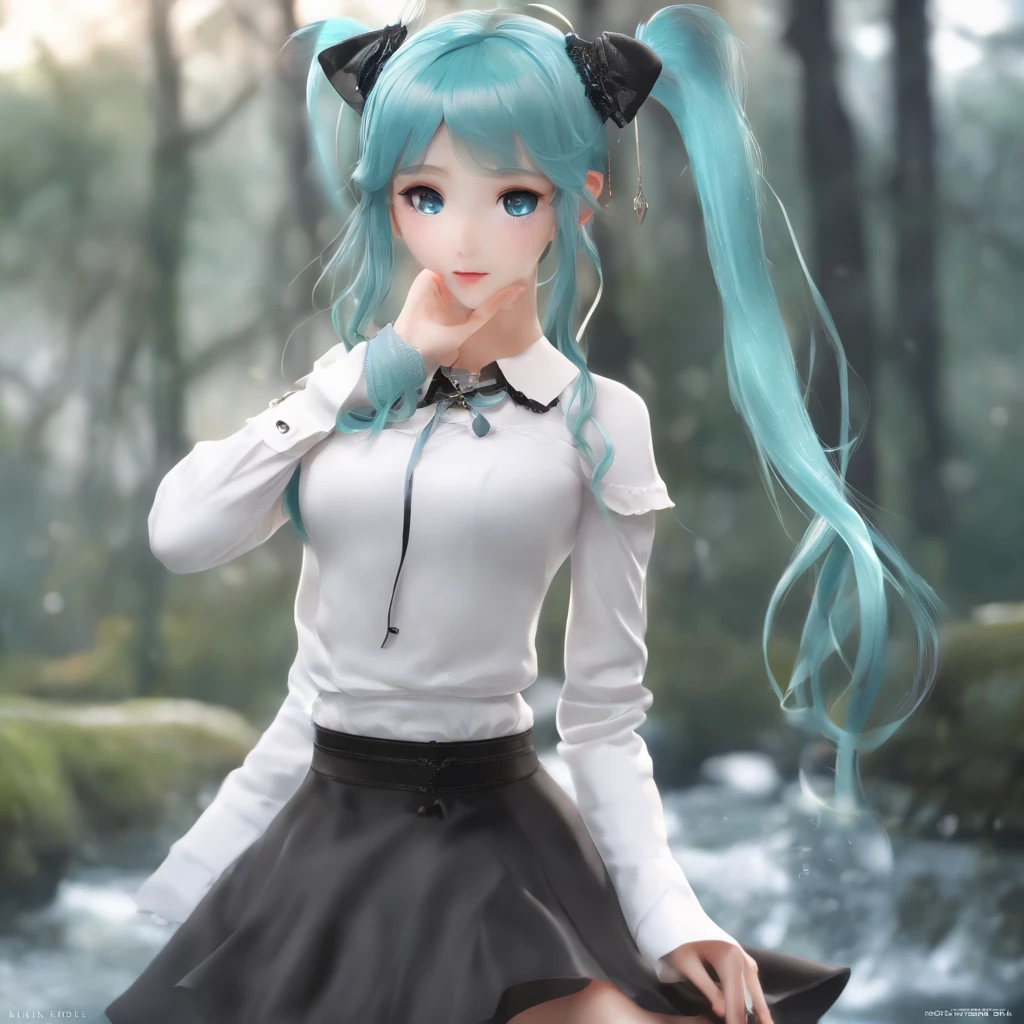 (QUALITY:0)
8k, 8k wallpaper, (an extremely delicate and beautiful:1.1), (beautiful detailed eyes:1.3), (best illustration:1.1), (best quality:1.3), (best shadow:1.1), (cinematic lighting:1.2), detailed eyes, (detailed_light:1.1), (dreamy:1.1), (extremely detailed CG unity 8k wallpaper:1.1), highres, (masterpiece:1.3), official_art, ray tracing, (stylized:1.3), trending on artstation, (ultra_detailed:1.2)

(STYLE & COMPOSITION:0)
1girl, (from_below, full_body:1.4), solo

(POSE & EXPRESSION:0)
blush, head_tilt, legs_apart, lips_apart, looking_at_viewer, standing, unamused

(CHARACTER:0)
aqua_eyes, aqua_hair, aqua_twintails, argyle_pantyhose, black_pantyhose, bare_shoulders, black_shirt, black_sirt, breasts_apart, crop_top, cropped_shirt, collarbone, Hatsune_Miku, high_heels, high-waist_skirt, lips, long_sleeves, makeup, (messy_hair:1.2), plaid_skirt, shiny_hair, shrug_\(clothing\), (small_breasts:1.3), very_long_hair

(BACKGROUND:0)

(TEXTUAL INVERSION:0)