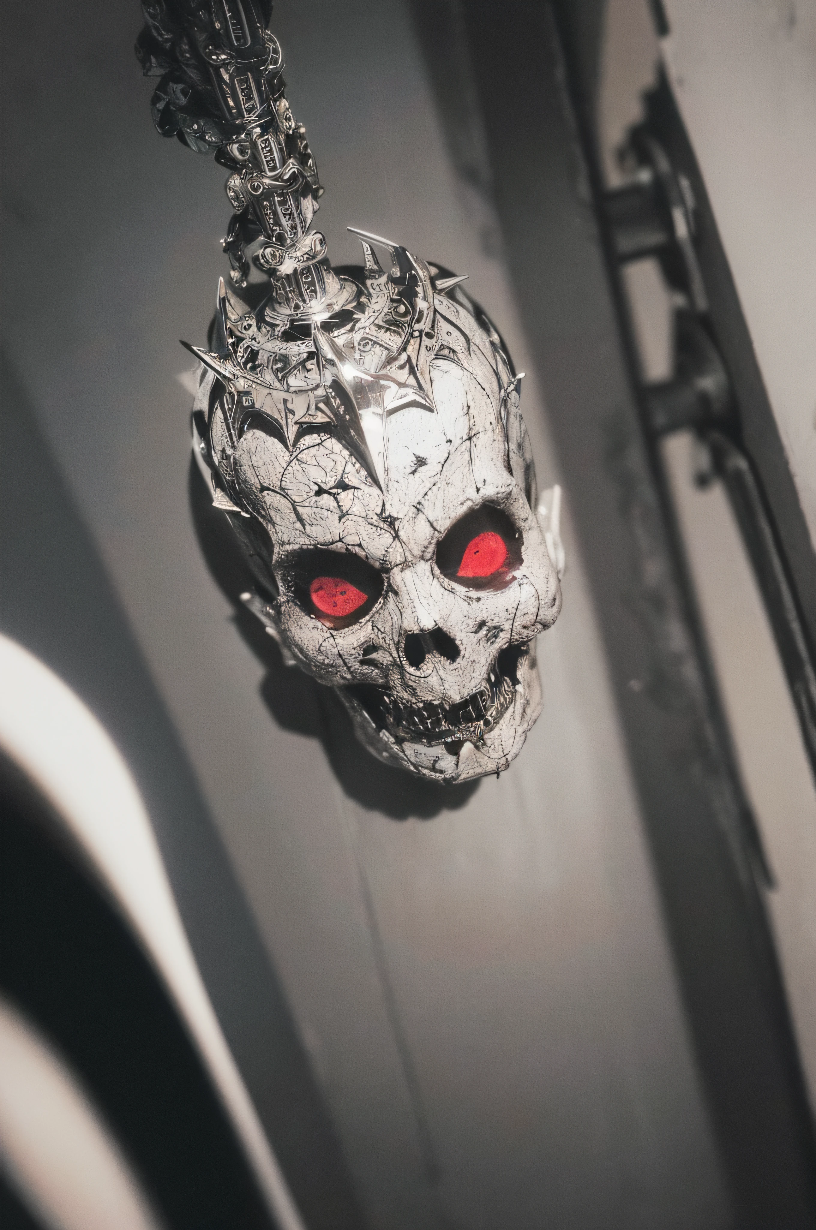 "(The best lighting, oscuro, dramatic),(feto calavera alien, Hellraiser, Cicatrices, , sexy, cerebro, sangre, una rata dentro de la cabeza, terror.),(ojos rojos, calaveras). morning light.