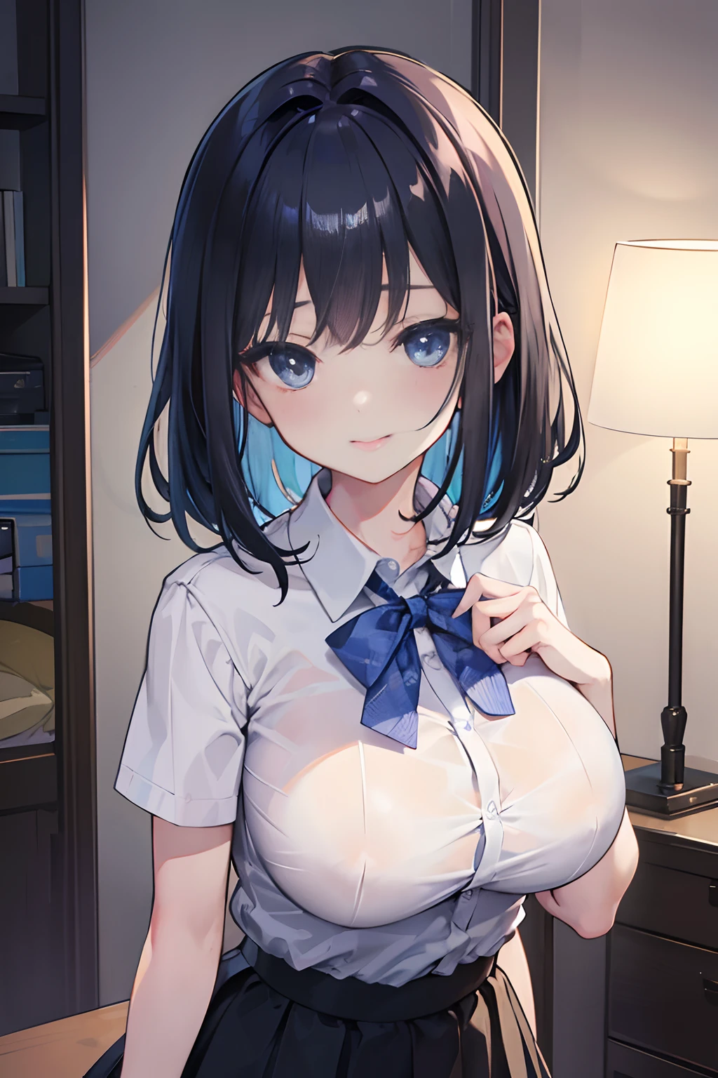 beautiful a girl、Medium Hair、friendly、cute little、Black skirt、Blue eyes、Colossal tits、Colossal tits、Embarrassed face、Colossal tits、Top image quality、ssex、tongue、Whip whip、embarrassed from、cool lady、Office Casual、working adults、the kiss、suki、A dark-haired、Blue Inner Color、AHE Face、large boob、Clothes buttons are closed、I can't see the chest、Close your chest with your arms in front of you、gently smiling、smil、Night outside、Electricity is dim、Midnight、It's dark outside、Wearing a white shirt、s Office、