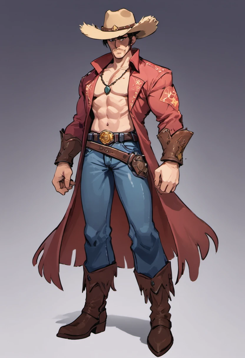 create a cowboy game character ,full body ,animation character
