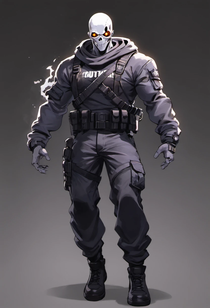 create a game character just like ghost from call of duty, military theme, S.W.A.T ,full body , animation character