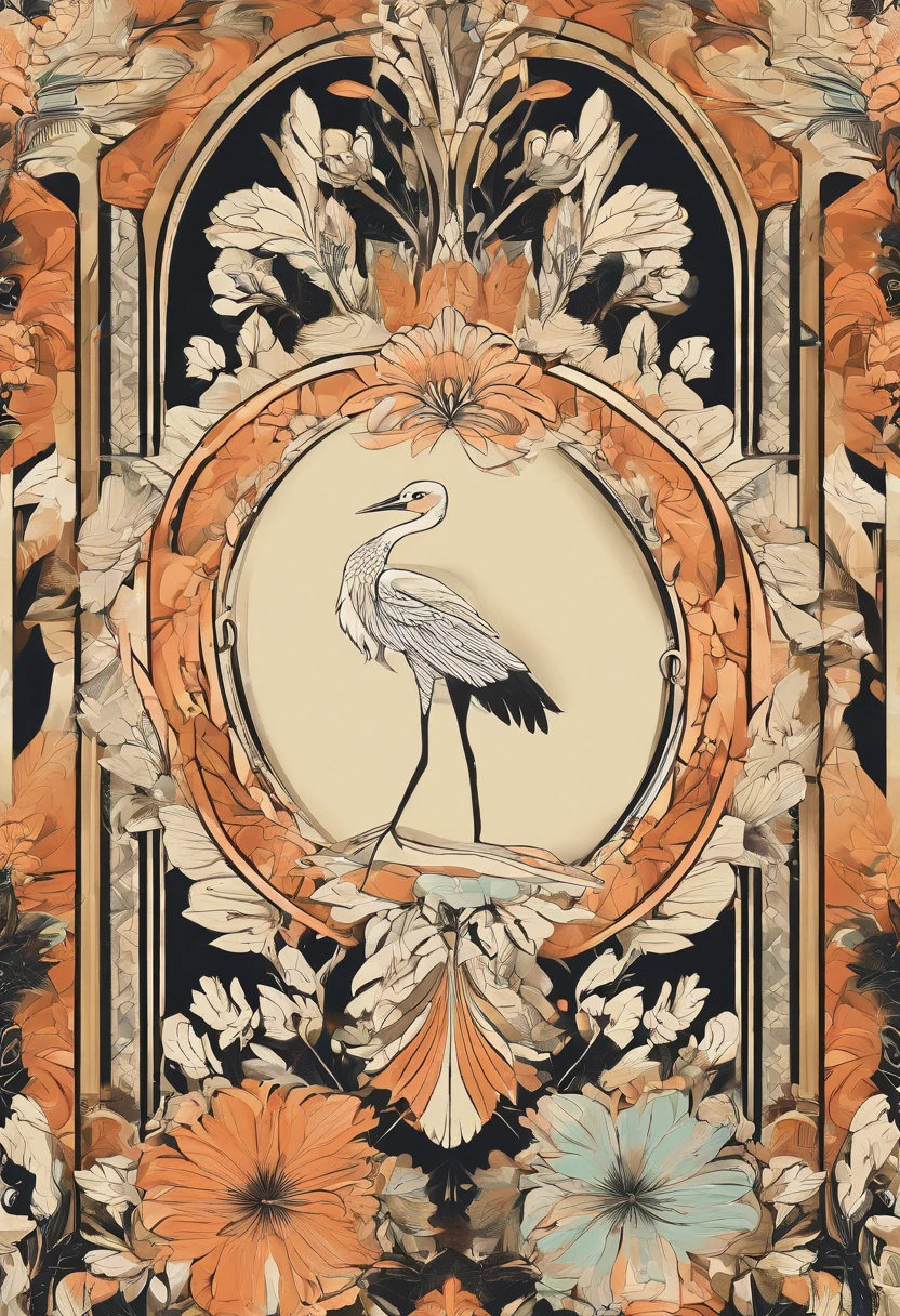 Design a flat logo,Related to the floral industry,Contains elements of "flower" and "egret" and "handmade",The overall picture is abstract and artistic。