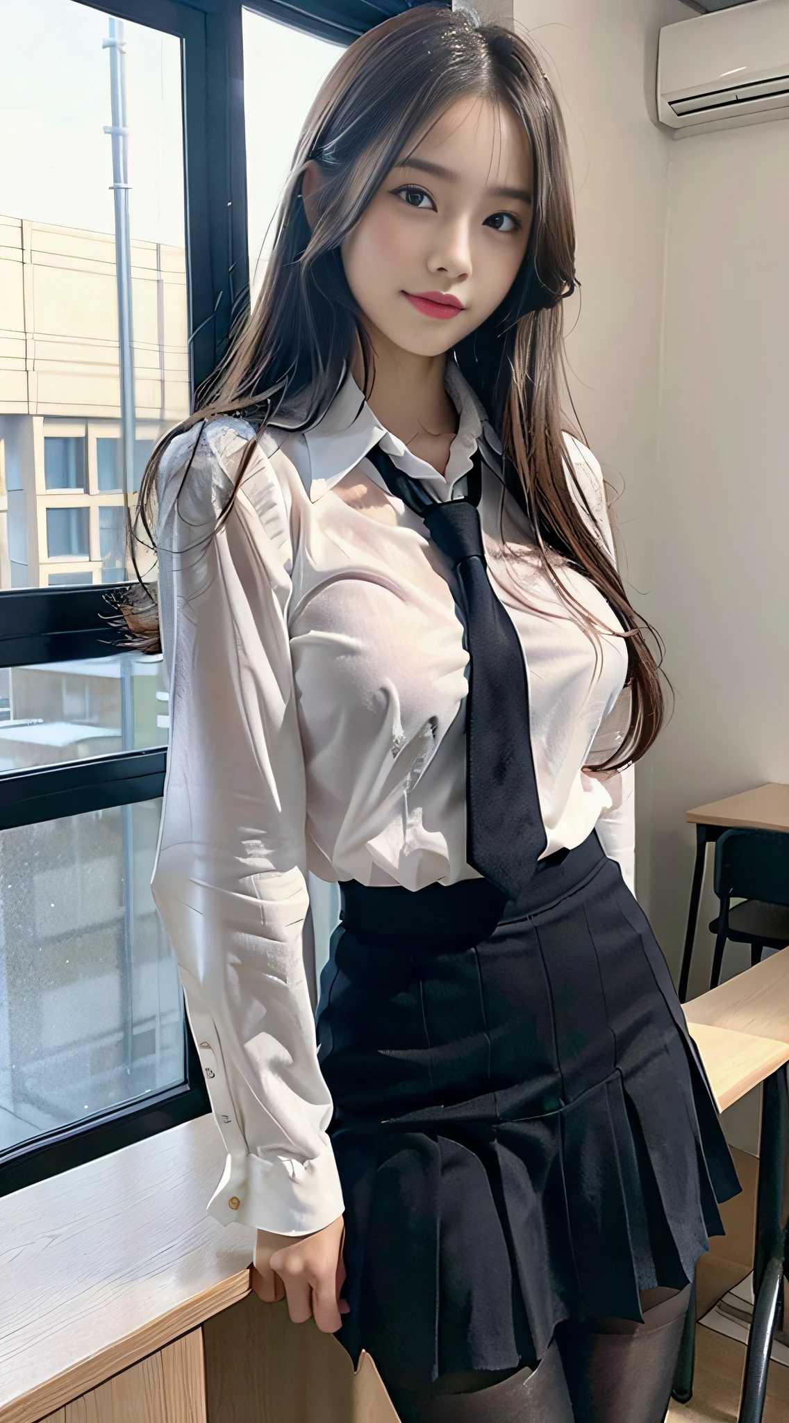 (((32k,high detal,high-detail、masterpiece,Attention to detail,full body Esbian,独奏))),Raw photo & realistic atmosphere,beautiful dark blue eyes,Detailed mouth,Glossy lips,Detailed eyebrows,Eyes drawn in detail with soft white skin that shines in every detail、azure eyes,Very beautiful eyes,Detailed lips、Very beautiful face,Very well-formed face、Lifelike face,shiny beautiful lips, Realistic Young Gravure Idol, very beautiful school girl, ,Moderately beautiful, Young Sensual Gravure Idol, Young Gravure Idol, Beautiful, Cute and sexy18 old schoolgirl,the whole body is wet,dripped out,with a flushed face,Incredibly beautiful18-year girl,short-cut,Brown shiny hair,Hair is wet,Dripping water,dripping,(M-shaped legs spreading in classroom,Lorena beautiful 18 year old schoolgirl,The skirt is flipped up,I see underwear:1.7),(Black pantyhose,Beautiful fece,Looking at the camera:1.6),(Black schoolgirl uniform chest languidly open,darkness,Very dark,Pitch-black classroom with no lights on,Illuminate the subject with a flashlight,spot light:1.6),(Sexy body,well-shaped breasts,,Immature body, I'm anxious and about to cry,Moist eyes,cold smile,The glaring face is also beautiful:1.5),(Uniforms are torn to tatters,Sexy exposure:1.8)