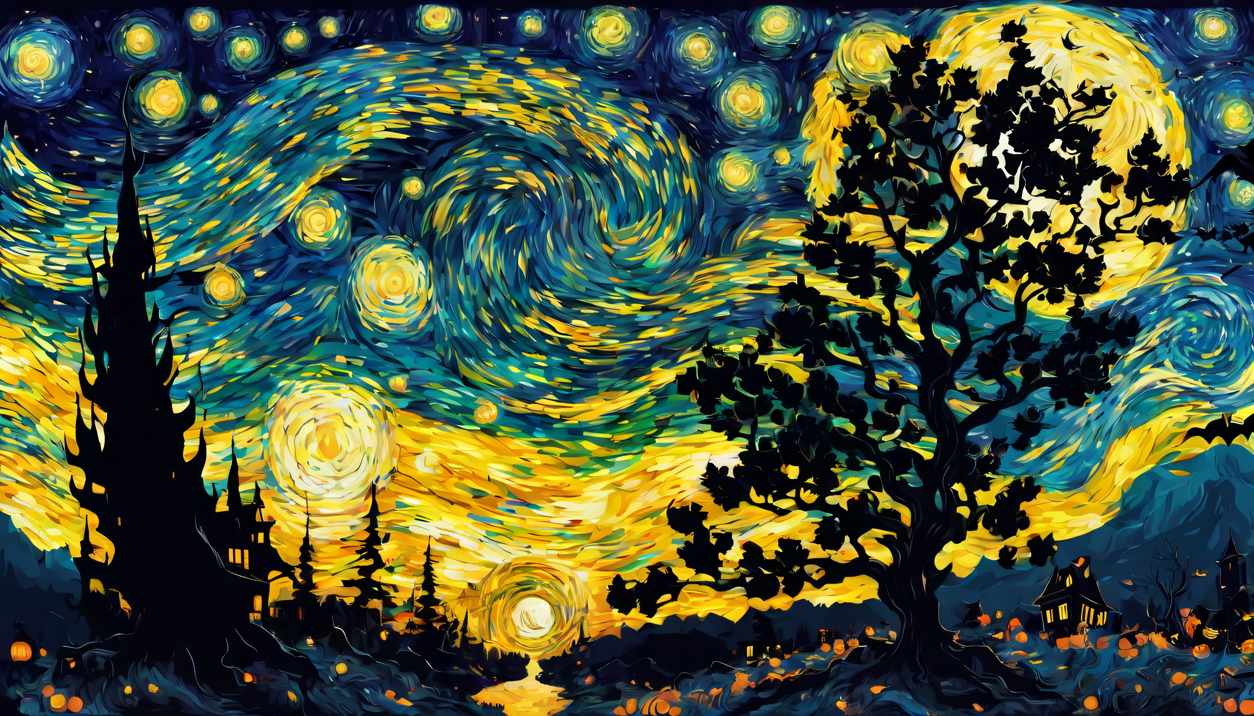 halloween with van gogh starry night fusion