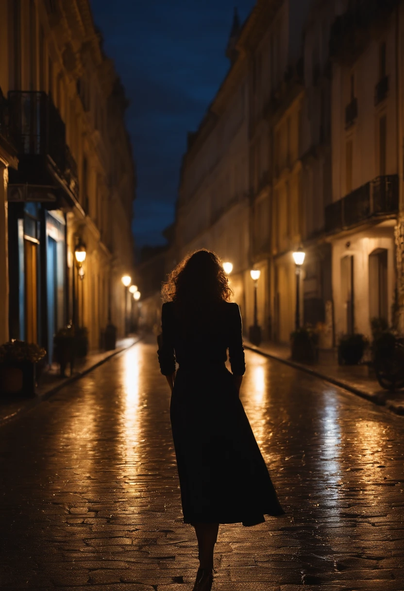 le soir, The lights are on, La rue, le trafic, La foule, La fille aux cheveux longs marche seule