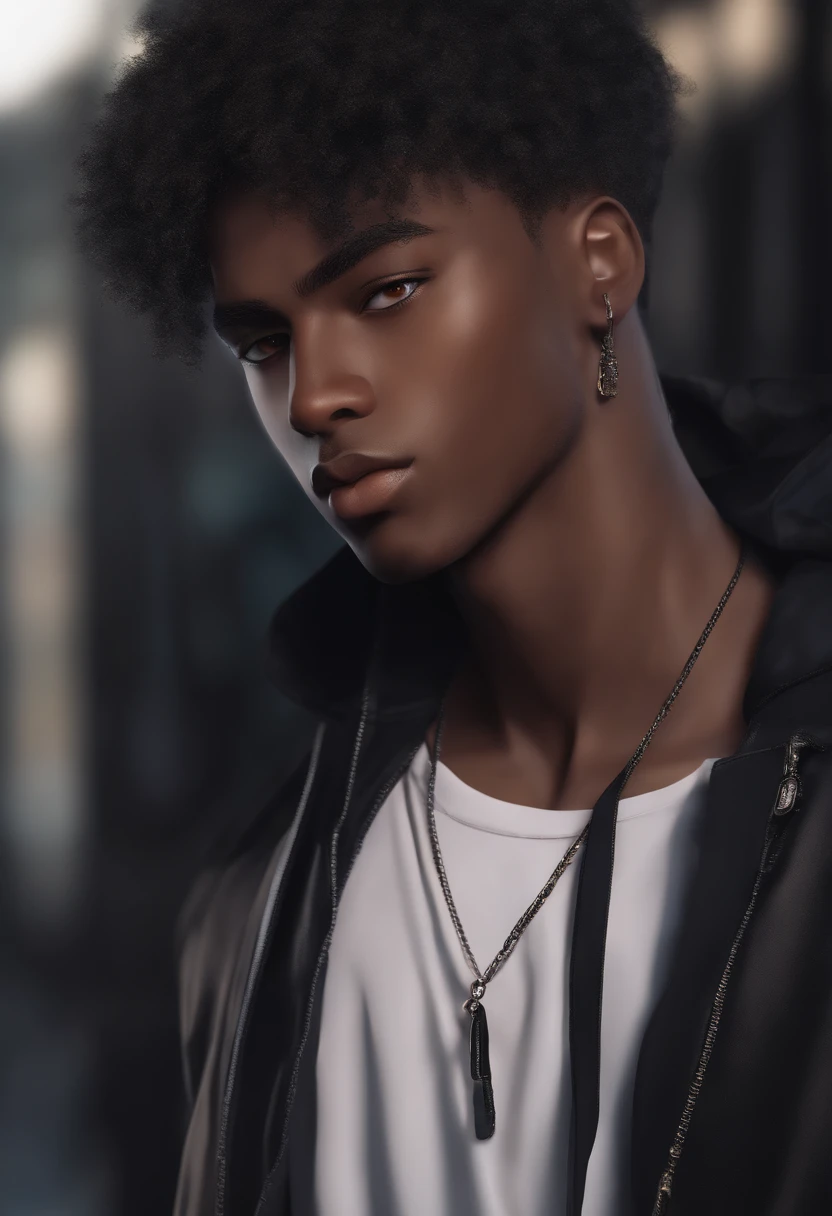 Black anime boy fade hair cut heterochromia eyes