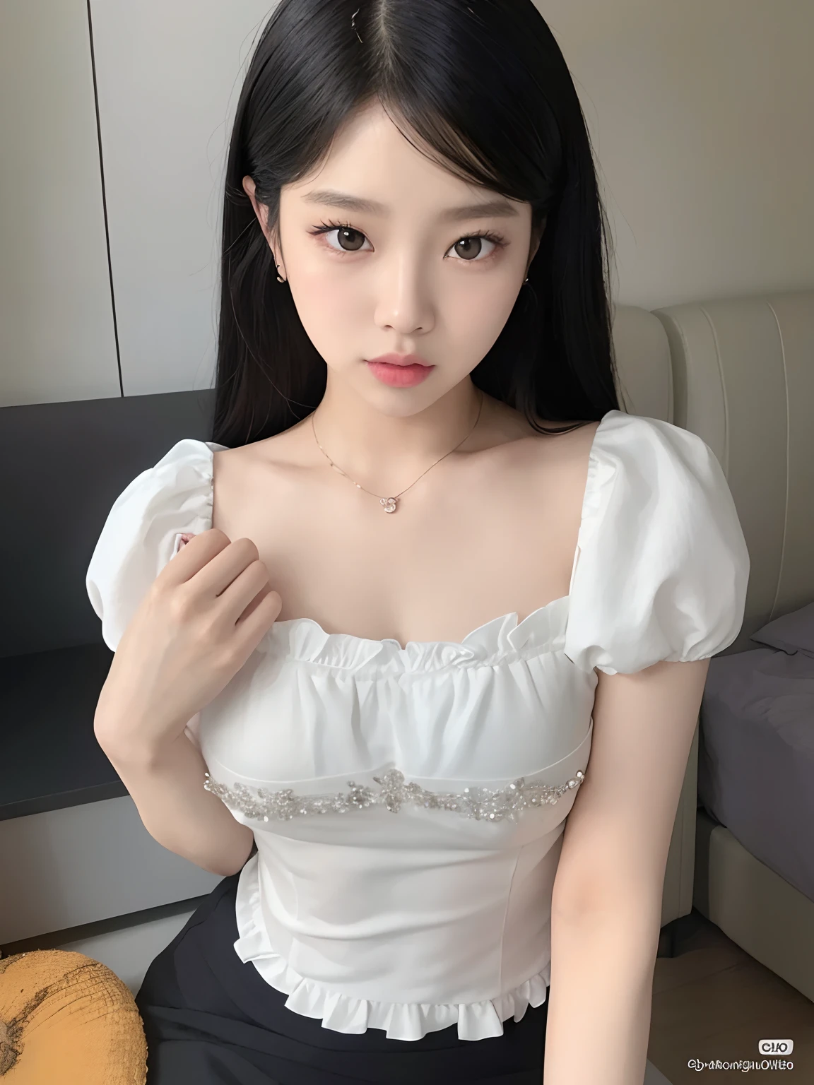 Araffed Asian woman with long black hair wearing a white dress, maquiagem sul-coreana popular, Jennie Blackpink, maquiagem coreana popular, Parque Roseanne do Blackpink, jossi do blackpink, Retrato de Jossi do Blackpink, wan adorable korean face, Ulzzang, Lalisa Manoban do Blackpink, Lalisa Manobal, Jinyoung Canela, young cute wan asian face