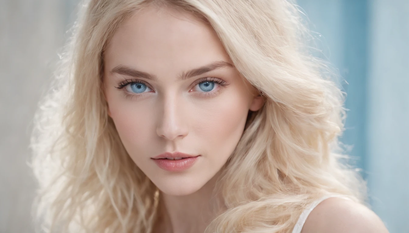 (swollen head), (thick, Textured blonde hair), (thick, Textured blonde hair), (thick, Textured blonde hair). Blonde woman with blue eyes and bust pose, Wear a hot bikini..., full body photograph, Pale bluish skin, Songs inspired by Ana de Armas, ethereal beauty, color portrait, Beautiful pale makeup, Pale blue eyes, Pastel Blue Eyes, Pale blue skin, Unbelievably subtle, astonishing, Young subtle figure, Bright pale blue eyes, Wonderful portrait, Subtle hair, Editorial portrait, blue tone、Russian girl、Prospects for Russia