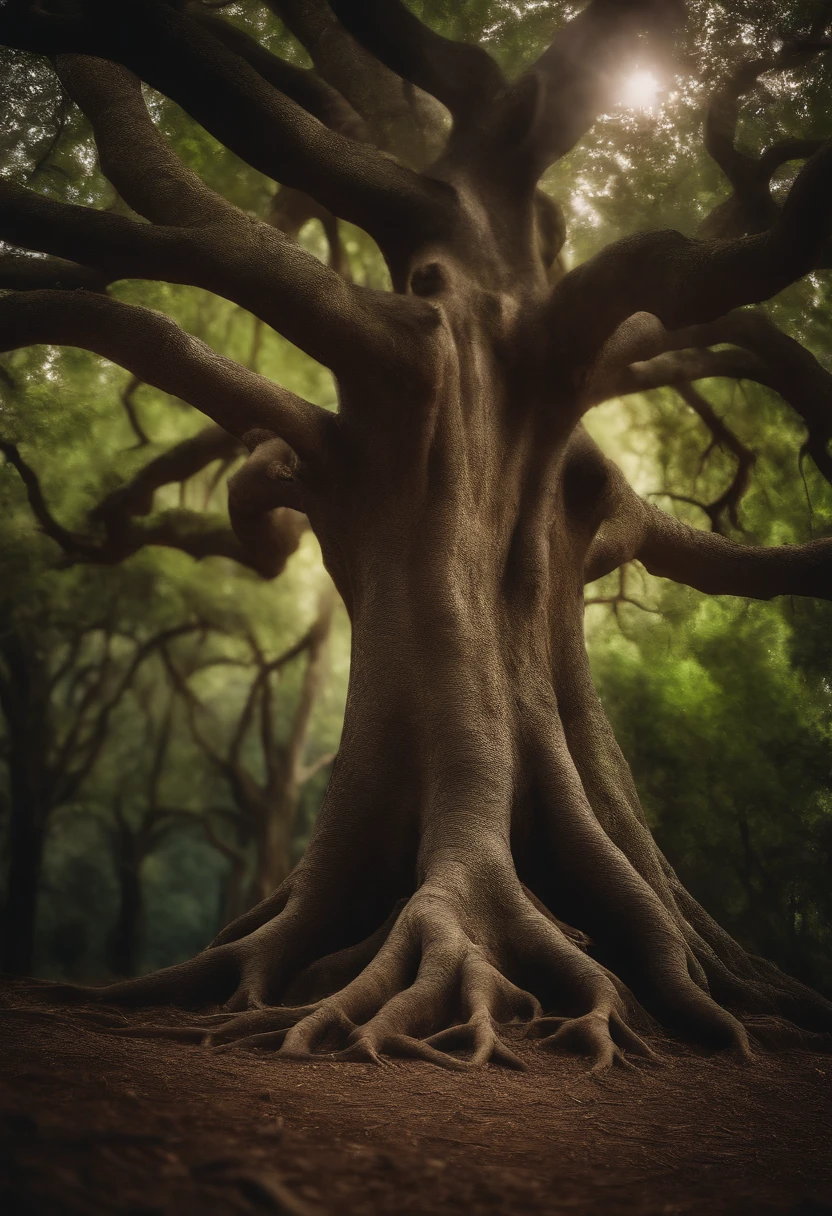 Tree shape The embrace of women and men turns into a leafy tree, Take the root as the leg, Branches like arms, Some leaves fly on a white background,l