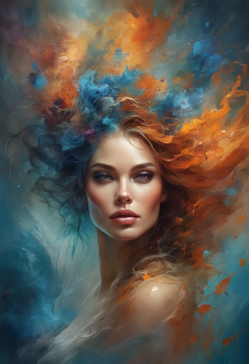 modelshoot style, (extremely detailed CG unity 8k wallpaper), Chaotic storm of intricate liquid smoke in the head, stylized beauty full - length abstract portrait, wet-skin, by petros afshar, ross tran, tom whalen, peter mohrbacher, artgerm, shattered glass, ((bubbly underwater scenery)) radiant light octane render highly detailed ((evil aesthetic))