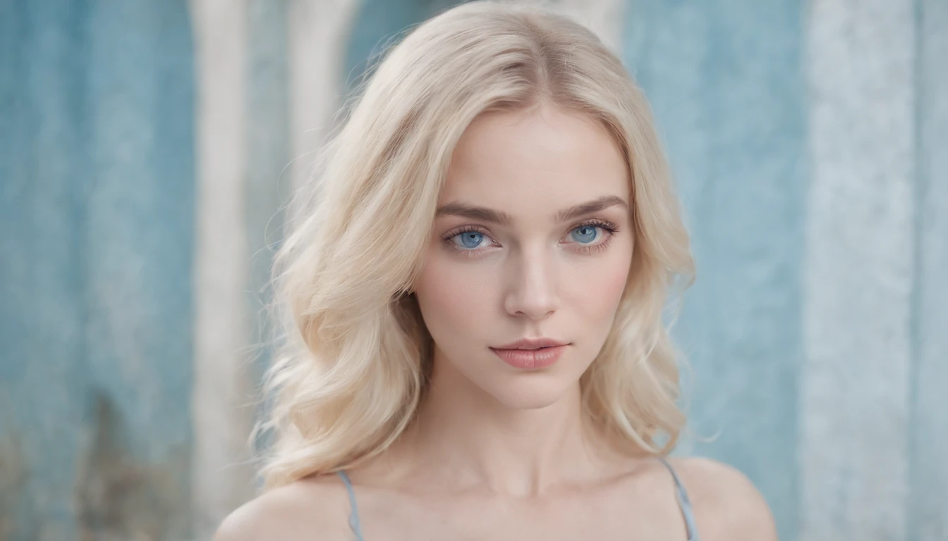 (Swollen head), (thick, Textured blonde hair), (thick, Textured blonde hair), (thick, Textured blonde hair). Blonde woman with blue eyes and bust pose, Wear a hot bikini...., full body photograph, Pale bluish skin, Songs inspired by Ana de Armas, ethereal beauty, color portrait, Beautiful pale makeup, Pale blue eyes, Pastel Blue Eyes, Pale blue skin, Unbelievably subtle, astonishing, Young subtle figure, Bright pale blue eyes, Wonderful portrait, Subtle hair, Editorial portrait, blue tone、Russian girl、Prospects for Russia, (Old Towns in Europe)