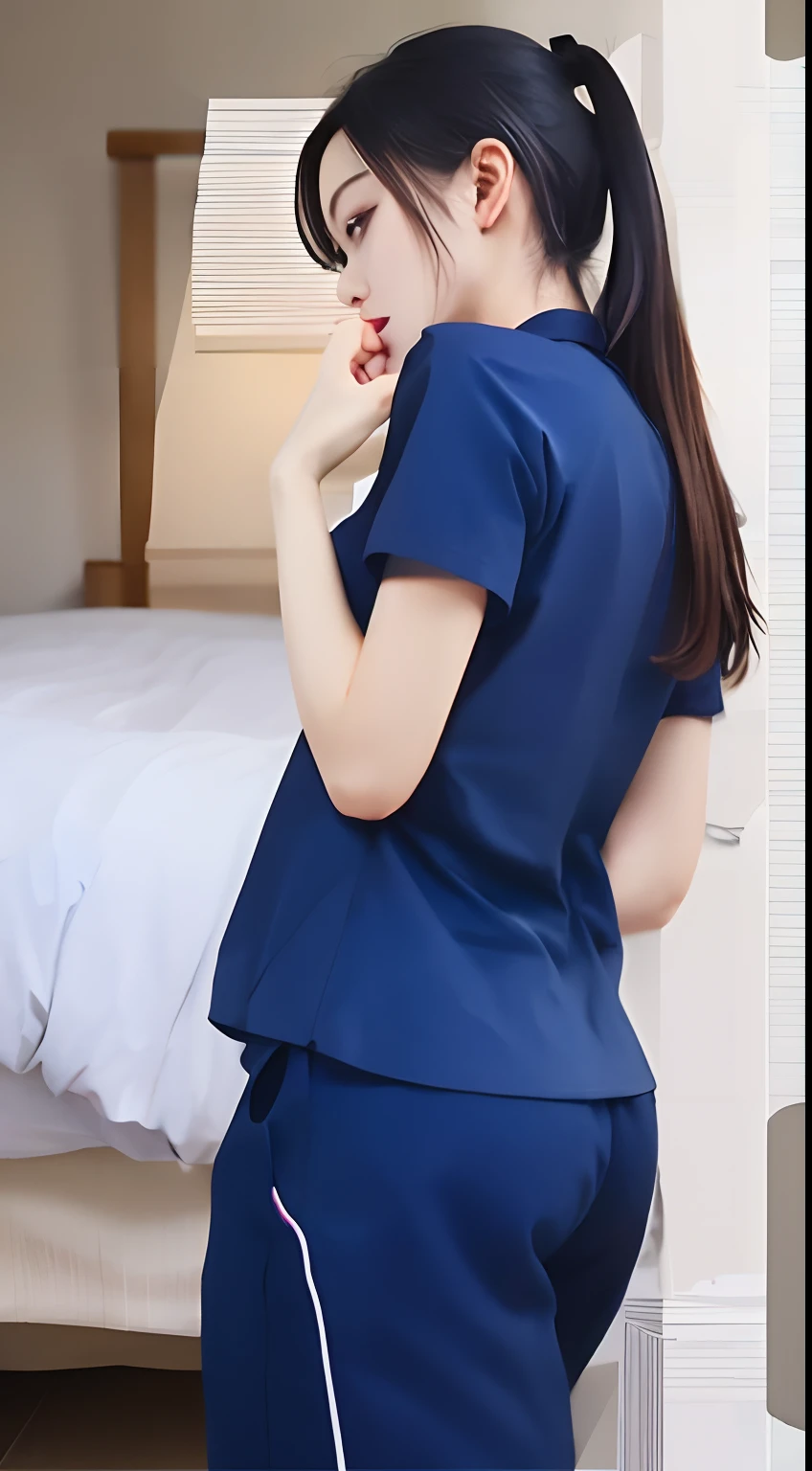 ((Best Quality, 8k, Masterpiece:1.3)), Focus:1.2, Perfect Body Beauty:1.4, Buttocks:1.2, ((Delicate Hair)), (Stylish Nurse Uniform:1.1) ,(Room, living room: 1.3), Highly detailed facial and skin texture, Fine eyes, Double eyelids, Whitening skin, Big breasts, smile, wearing a necklace,