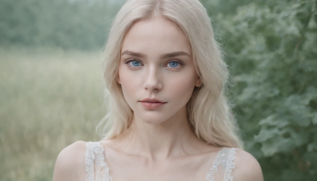 (Swollen head), (thick, Textured blonde hair), (thick, Textured blonde hair), (thick, Textured blonde hair). Blonde woman with blue eyes and bust pose, Wear a thin white dress....., full body photograph, Pale bluish skin, Songs inspired by Ana de Armas, ethereal beauty, color portrait, Beautiful pale makeup, Pale blue eyes, Pastel Blue Eyes, Pale blue skin, Unbelievably subtle, astonishing, Young subtle figure, Bright pale blue eyes, Wonderful portrait, Subtle hair, Editorial portrait, blue tone、Russian girl、Prospects for Russia, (Europe's Old Towns), (Europe's Old Towns), (Europe's Old Towns)