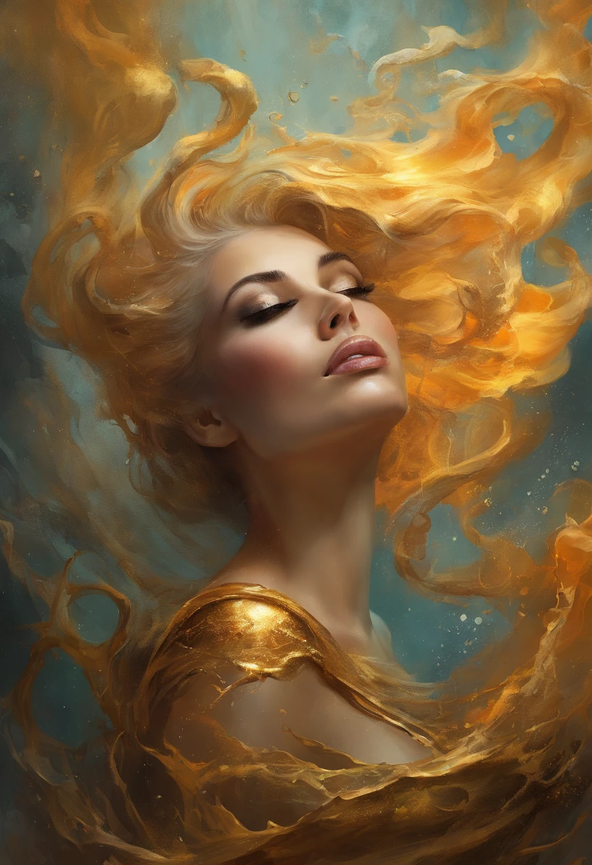 estilo modelshoot, Fantastic golden and black beams, (papel de parede CG unity 8k extremamente detalhado), chaotic storm of intricate liquid smoke in the head, beleza estilizada retrato abstrato de corpo inteiro, pele molhada, por petros afshar, ross tran, tom whalen, peter mohrbacher, artgerm, shattered glass, ((bubbly underwater scenery)) Highly detailed octane radiant light rendering ((Evil Aesthetics))