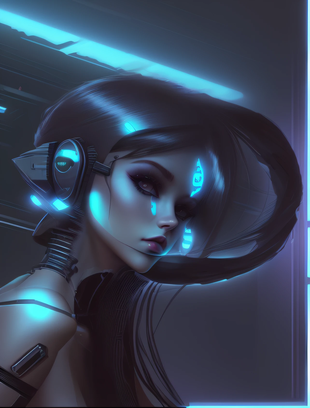 change background,beautiful girl,cyberpunk