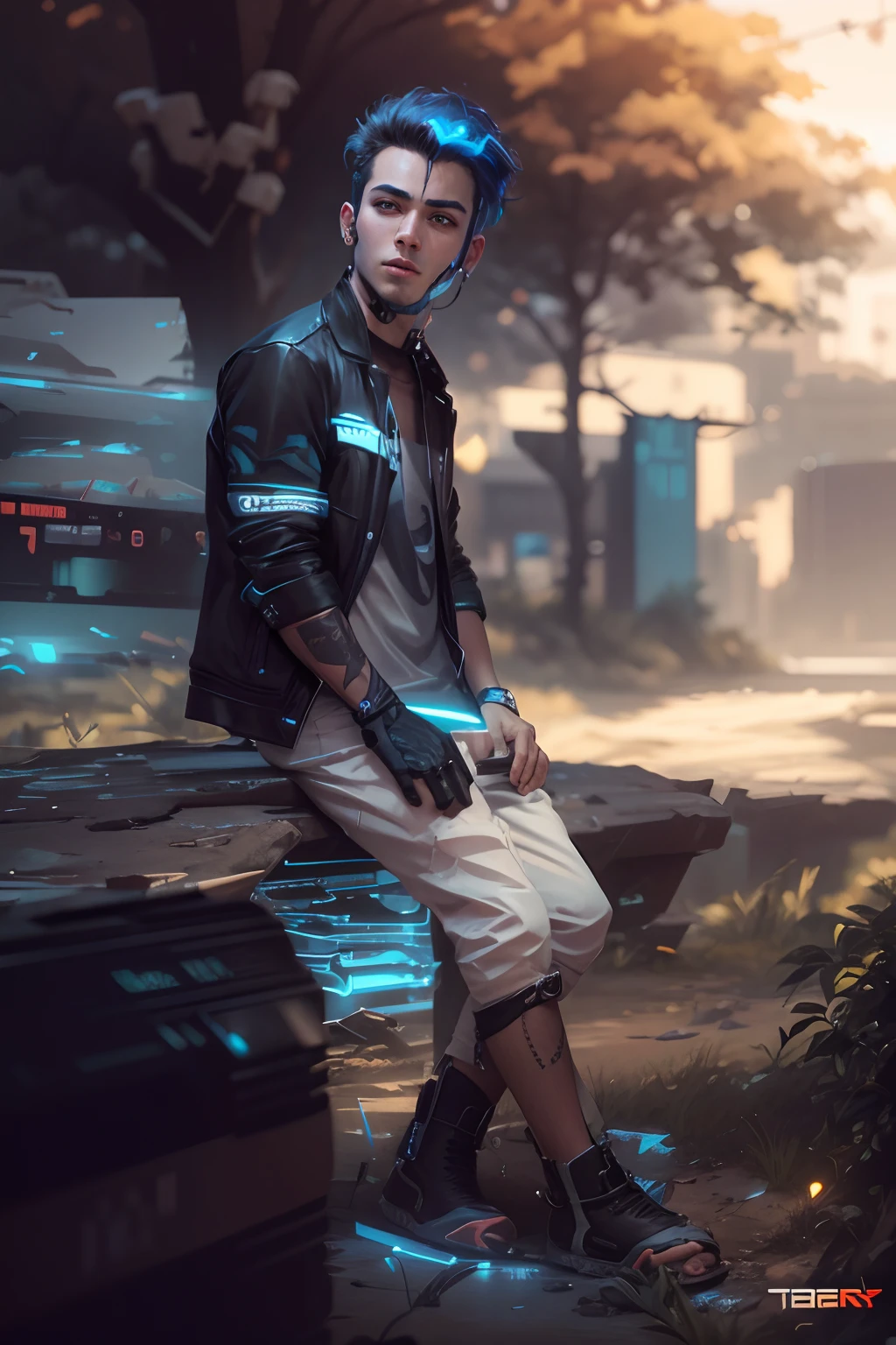 Change background cyberpunk handsome boy, realistic face, 8k, ultra realistic