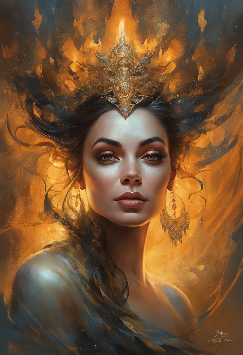 Estilo Modelshoot, Fantastic gold and black beams, tons de dourado, laranja e pastel, (papel de parede CG unity 8k extremamente detalhado), chaotic storm of intricate liquid smoke in the head, beleza estilizada retrato abstrato de corpo inteiro, pele molhada, por petros afshar, Tran Ross, Tom Baleia, Pedro Mohrbacher, Artgerm, shattered glass, ((bubbly underwater scenery)) Highly detailed octane radiant light rendering ((Evil Aesthetics))