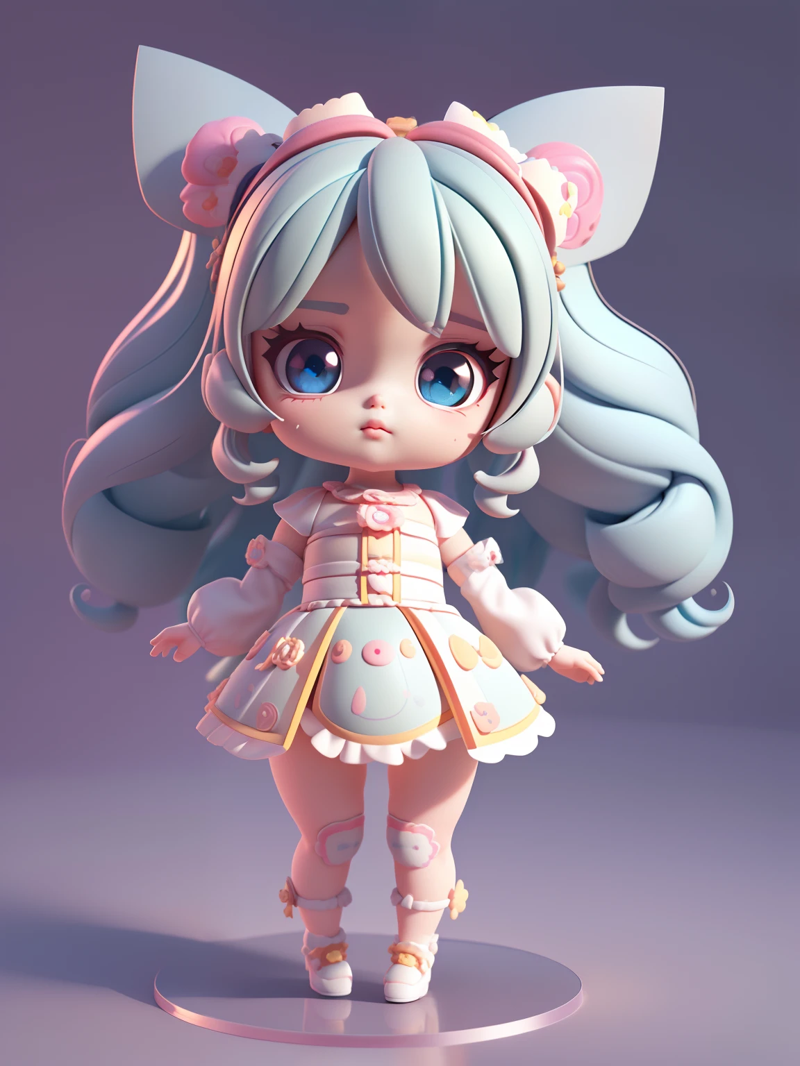 A drawing of a cartoon rabbit,Sadness on the face,wearing a bunny suit,bunnysuit,edgBunny_Character,cute character,cute anthropomorphic bunny,Original Chibi Rabbit,Long, fluffy rabbit ears,Cartoon Cute,with bunny ears,Anthropomorphic rabbits,Cute cartoon character,Big rabbit ears,Three View,3 d model,Short legs cute,bunny,Peach heart