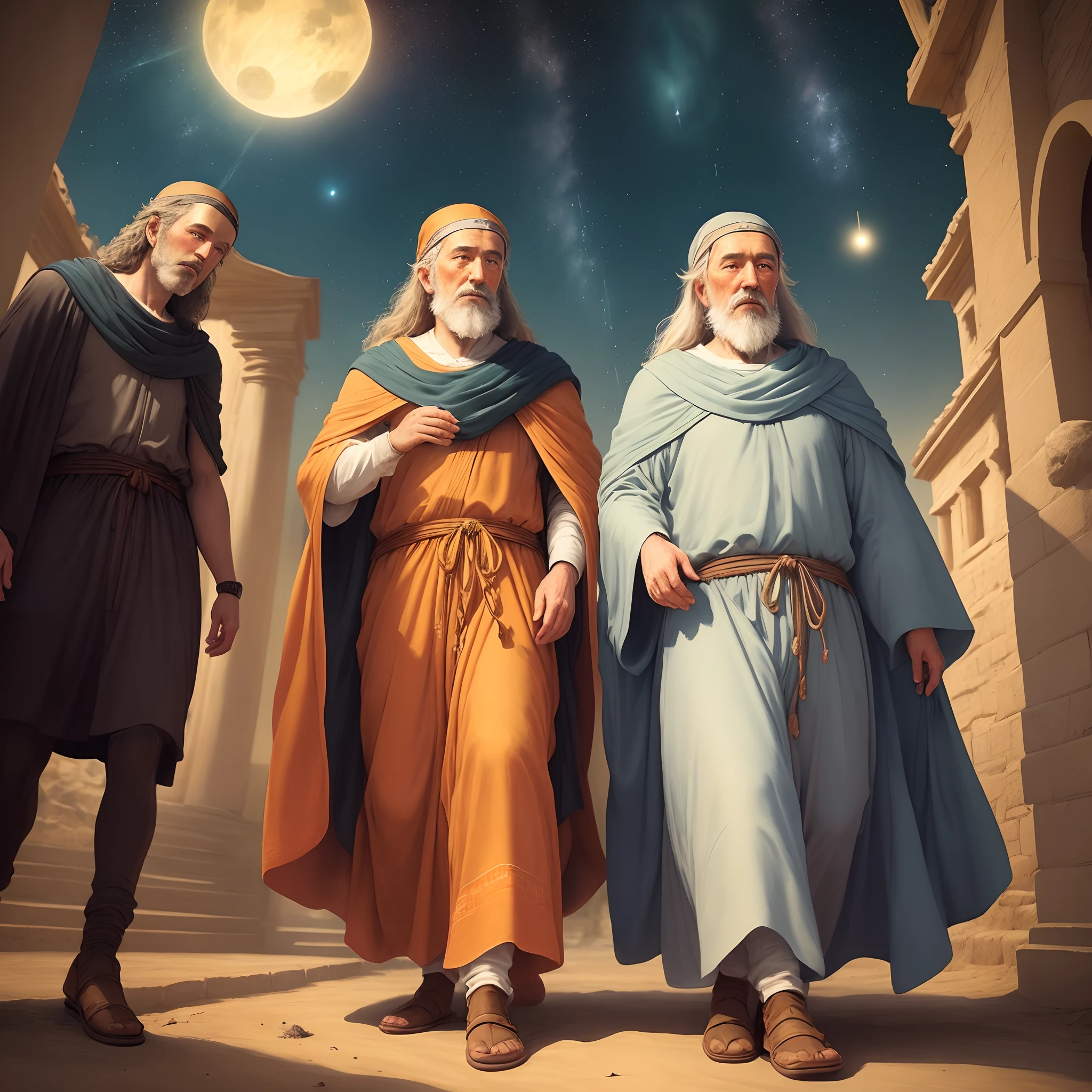 Image of wise men following the star