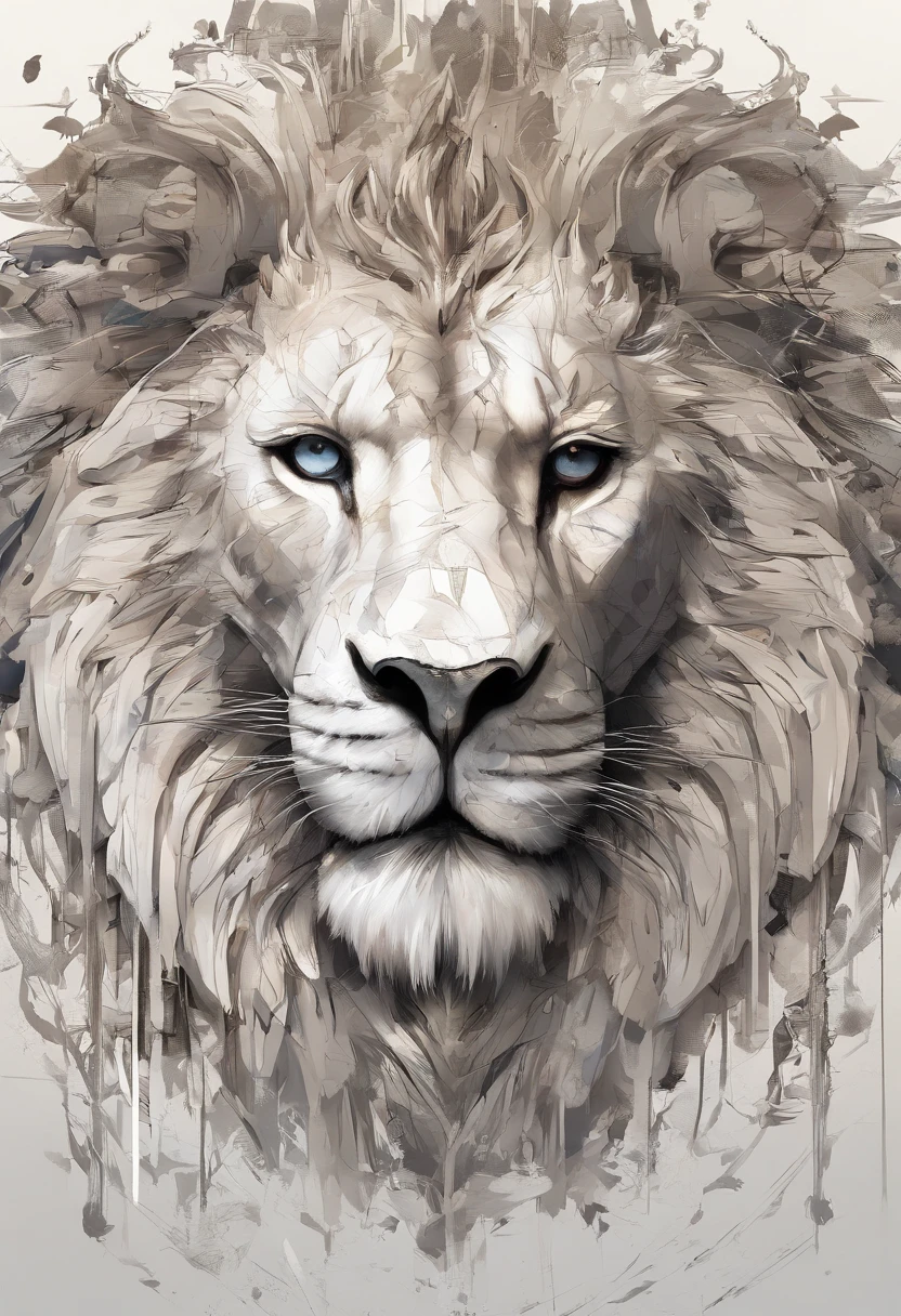 arte splash, a lion head, juba bem detalhada ((fundo branco)), olhos penetrantes, coroa de espinhos estilo cristianismo, epic instagram, art-station, estilo splash de tinta colorida+, contorno, hiperdetalhado intricadamente detalhado, Motor irreal, genial, detalhes intrincados, tela inicial, cores complementares, conceito realista arte, 8K分辨率, obra-prima do deviantart, oil-painting, pinceladas pesadas, pingos de tinta, artes de salpicos