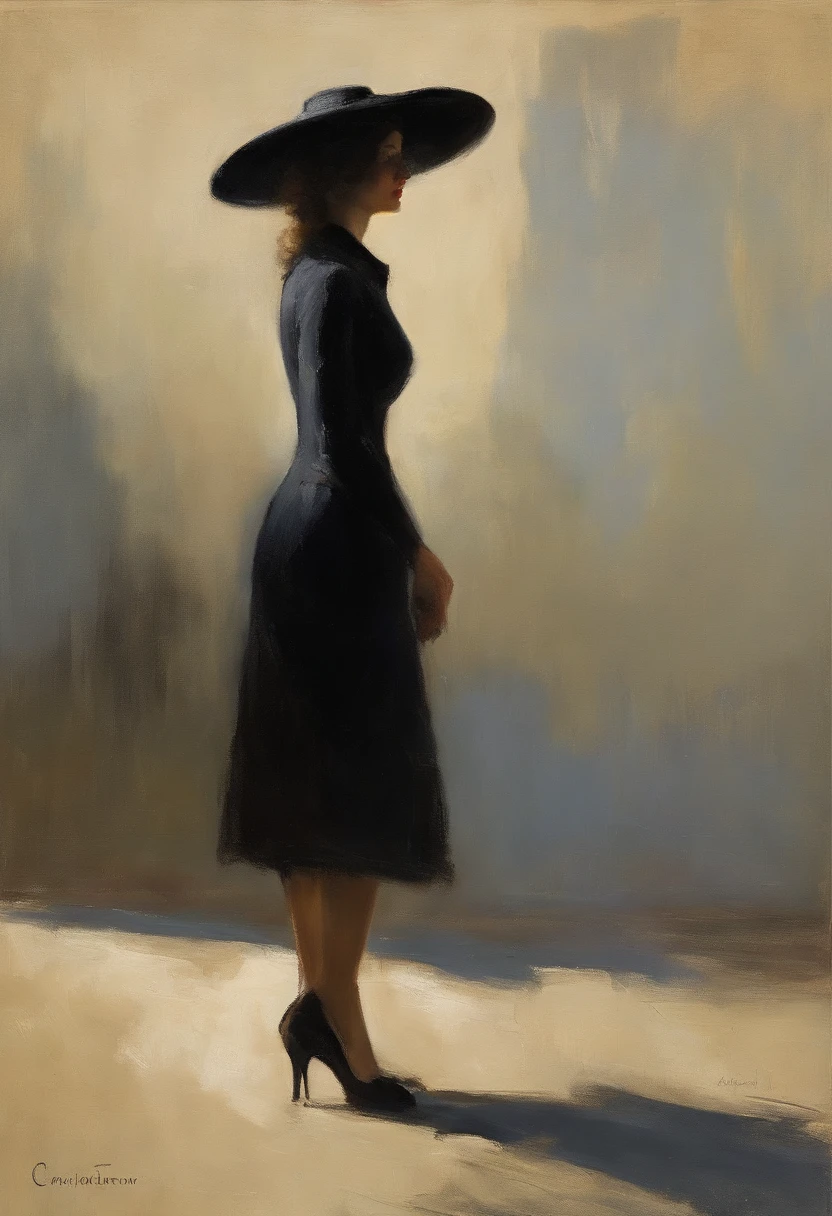 (mulher misteriosa),vestido preto,[big round black hat],(misterioso),Caminhando em frente [Ruas Antigas],Fumar charutos,("best quality:1.2"),(ultra-detalhado),(Realistic:1.37),retrato,Moody Lighting