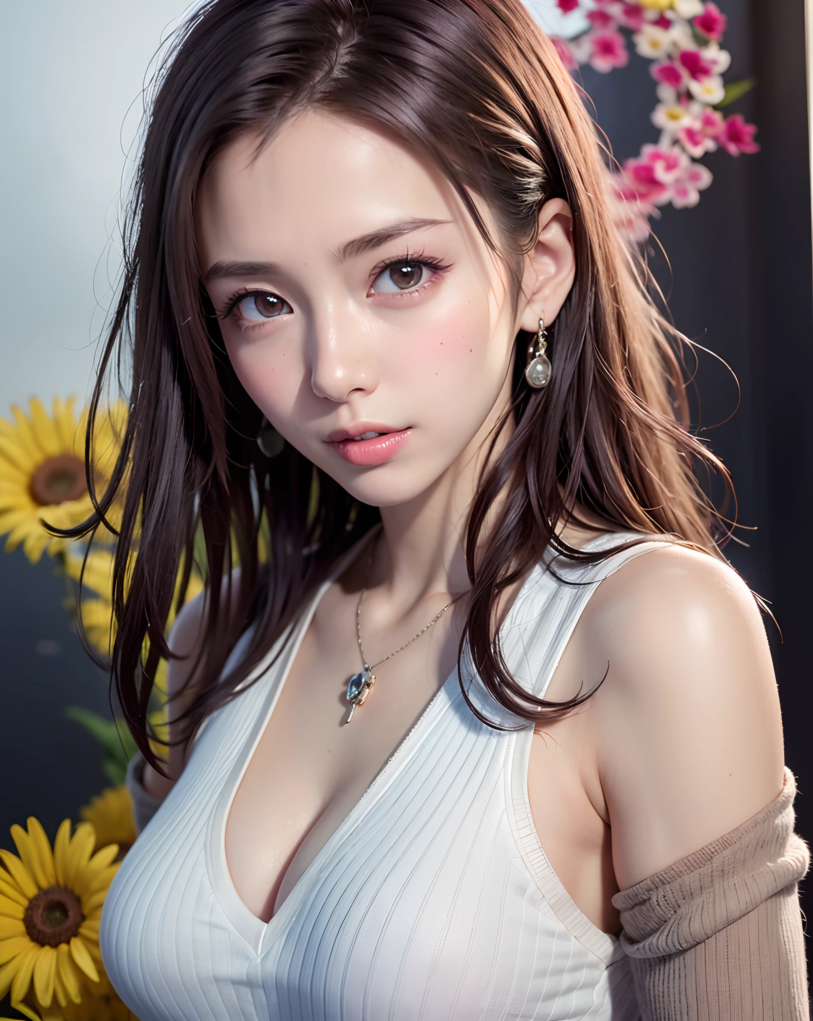 top-quality、​masterpiece、ighly detailed、hight resolution、4K、超A high resolution、detailed shadow、A hyper-realistic、realisitic、dramatic  lighting、1girl in、独奏、A detailed face、realisticeyes、real looking skin、Lustrous hair、de pele branca、Sea as a background、the setting sun