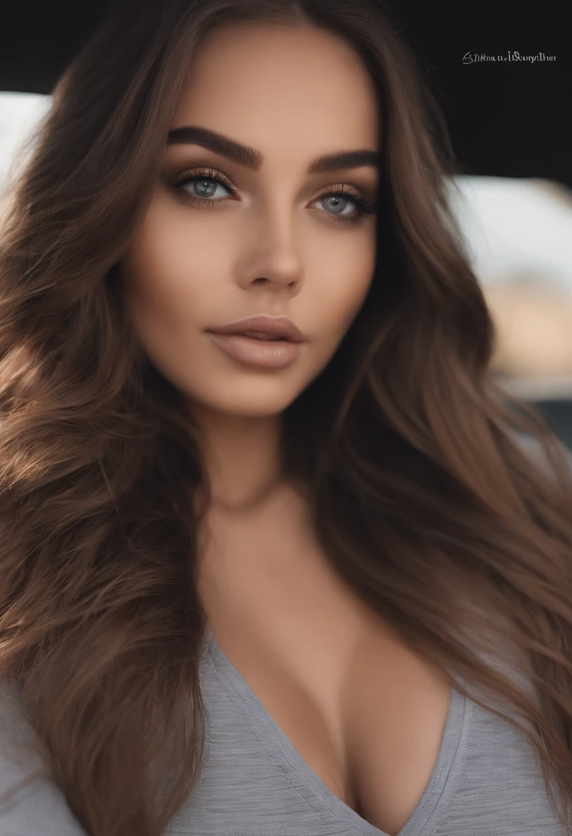 Arafed woman completely , fille sexy aux yeux bruns, ultra realist, Meticulously detailed, Portrait Sophie Mudd, cheveux bruns et grands yeux, selfie of a young woman, Dubai Eyes, Violet Myers, sans maquillage, maquillage naturel, looking straight at camera, Visage avec Artgram, Maquillage subtil, Superbe photo du corps dans la voiture, Medium to large bust