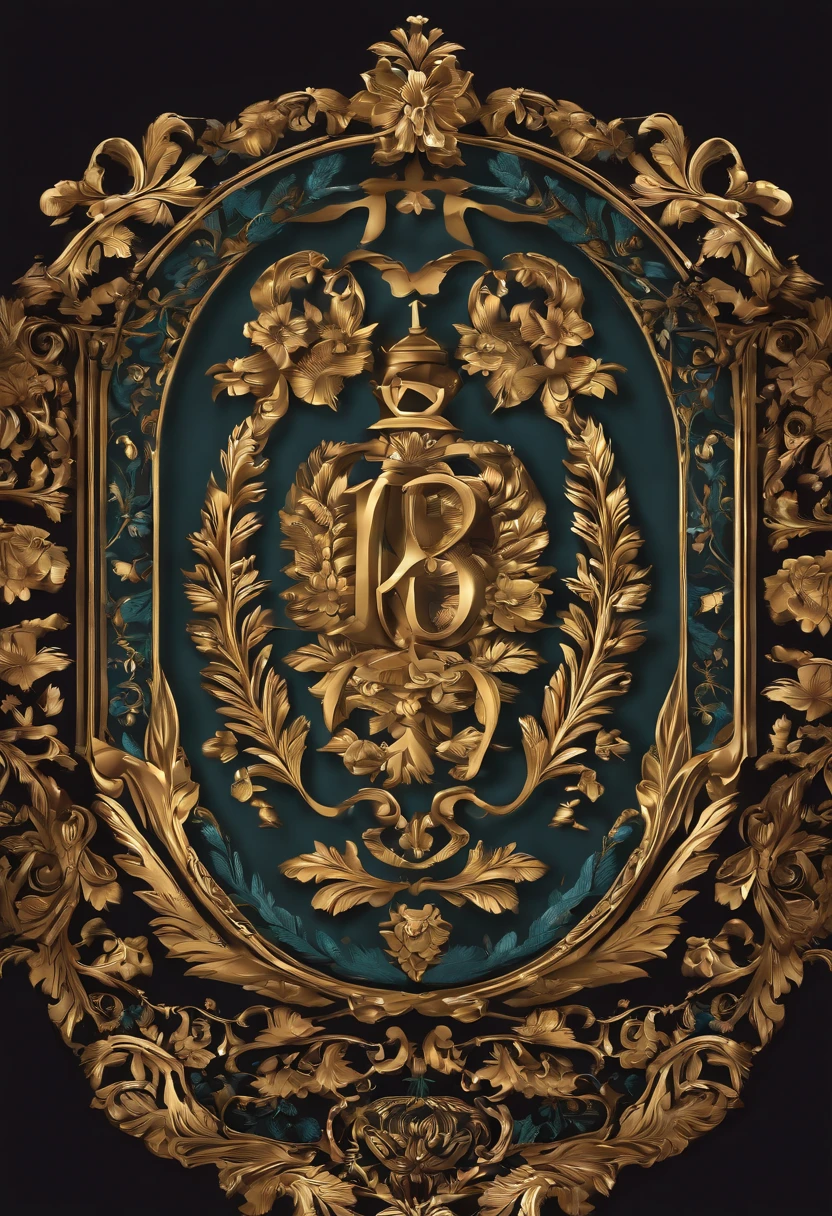 A close up of a gold and blue clock with a gold frame - SeaArt AI