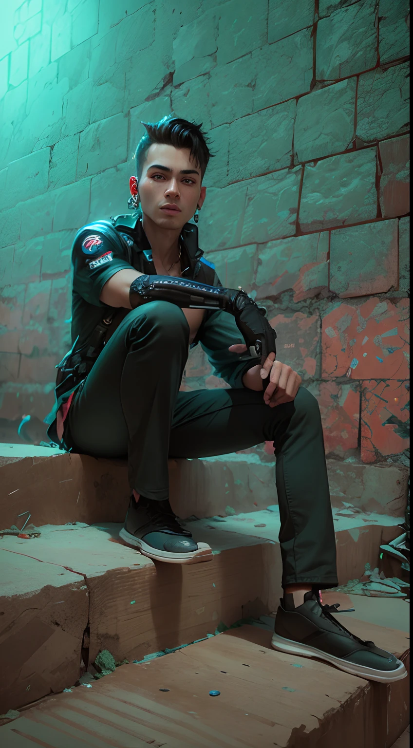 Cyberpunk handsome boy ultra reAliStic with baground