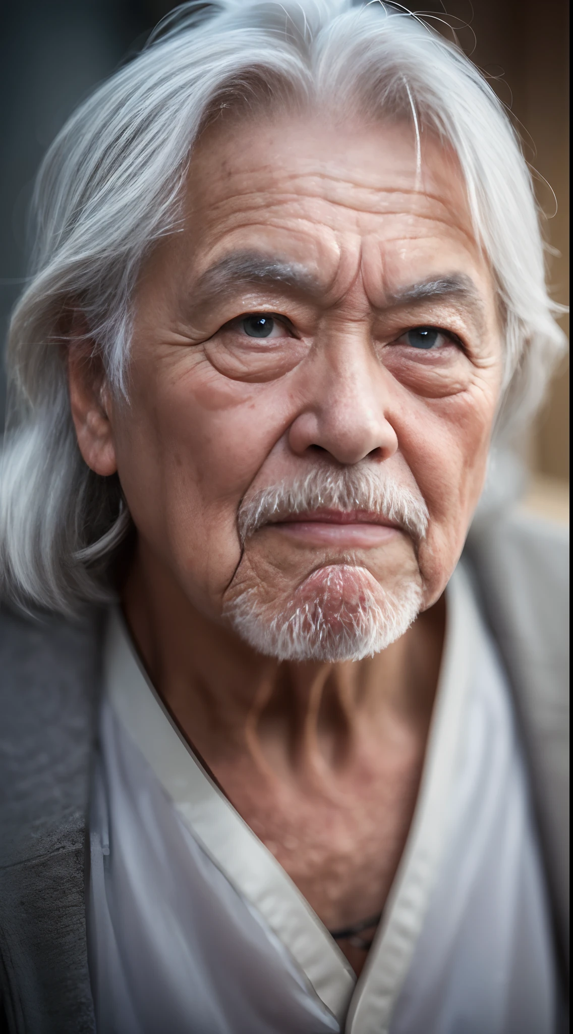 A 90-year-old Chinese grandfather walking on a rainy night,White beard and white eyebrows,Ultra-detailed detailing,Highlight the atmosphere of despair and loneliness,Ultra-realistic seniors,Aging on the face is vividly depicted,Age spots,Real wrinkles,Extreme light and shadow,Aurora chase,Extremely strong reflected light,Extreme ambient light,Hyper-realistic,tmasterpiece,Night of heavy rain,The rain drenched the whole body,(Extremely complex eye details:1.3)His face was filled with sadness and sadness1.2,(ultra-realistic realism:1.3)rendering by octane,CGSociety trends,8K,HighestQuali,Sadness of emotion,Black pupils, white and gray tones,Super contrast of light and shadow on the face,