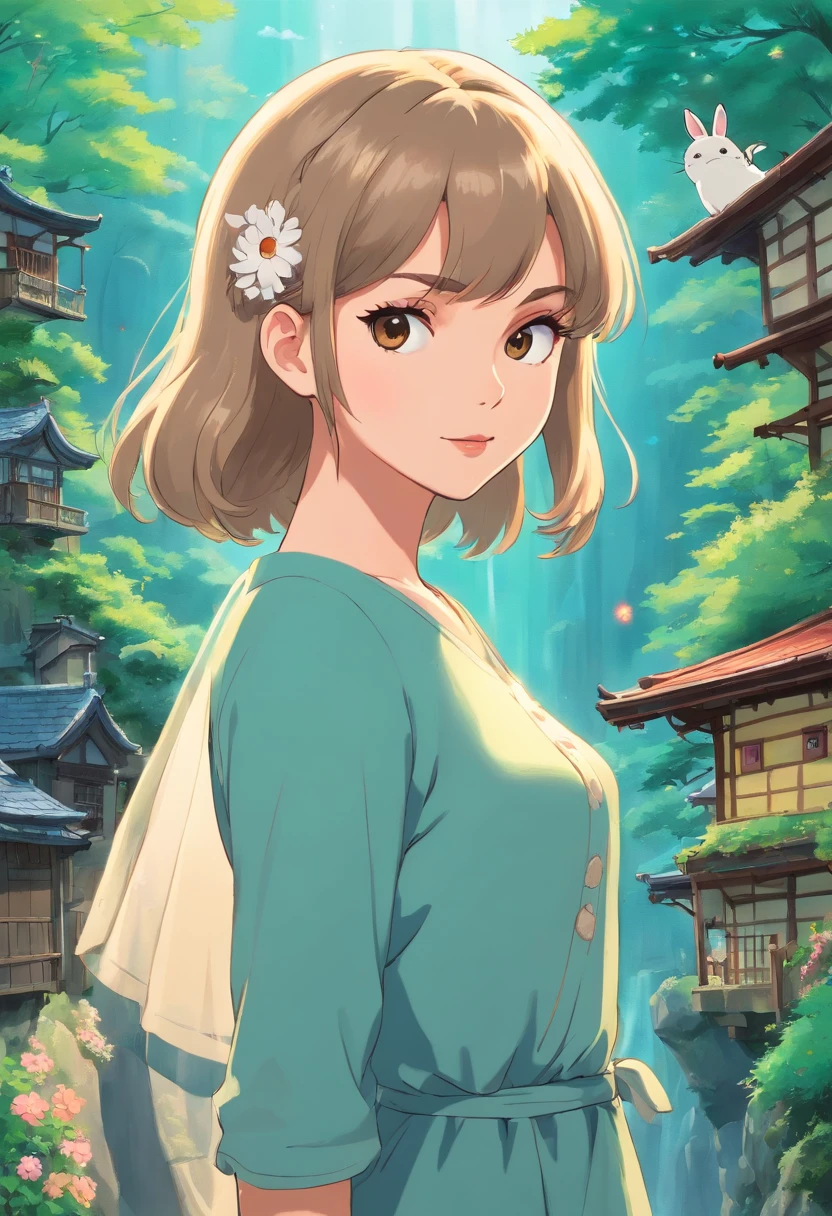 desenhe a taylor swift como se ela fosse um personagem do studio ghibli