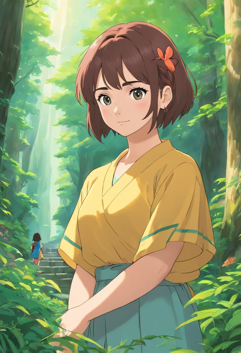 desenhe a demi lovato do clipe de substance como um personagem do studio ghibli