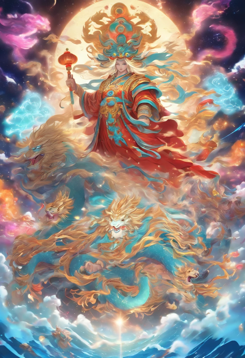 (((Chinese God))) Best Quality, Ultra-High Resolution, 4K Detailed CG, Masterpiece, Pagu, Cosmic God, Universe, Cosmic Egg, Birth, Galaxy,Chinese Clothing,Chinese Mythology, Chinese Painting Style, Shui mo Hua, Thangka Style,Aesthetics, Beautiful Image, Depth of Field, Centered on Screen