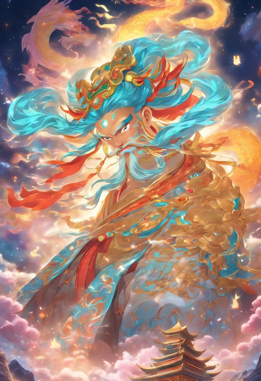 (((Chinese God))) Best Quality, Ultra-High Resolution, 4K Detailed CG, Masterpiece, Pagu, Cosmic God, Universe, Cosmic Egg, Birth, Galaxy,Chinese Clothing,Chinese Mythology, Chinese Painting Style, Shui mo Hua, Thangka Style,Aesthetics, Beautiful Image, Depth of Field, Centered on Screen