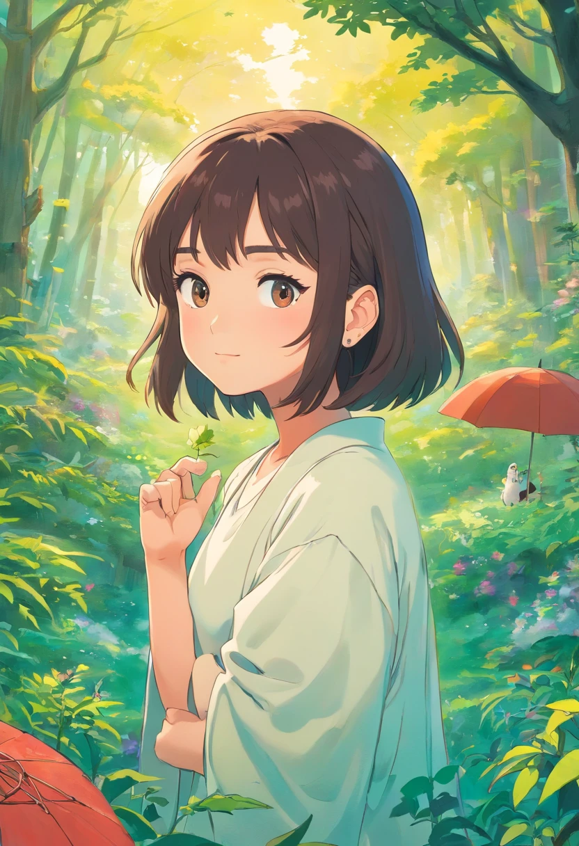 desenhe a demi lovato da capa dapa do album holy fvck como um persongem do studio ghibli
