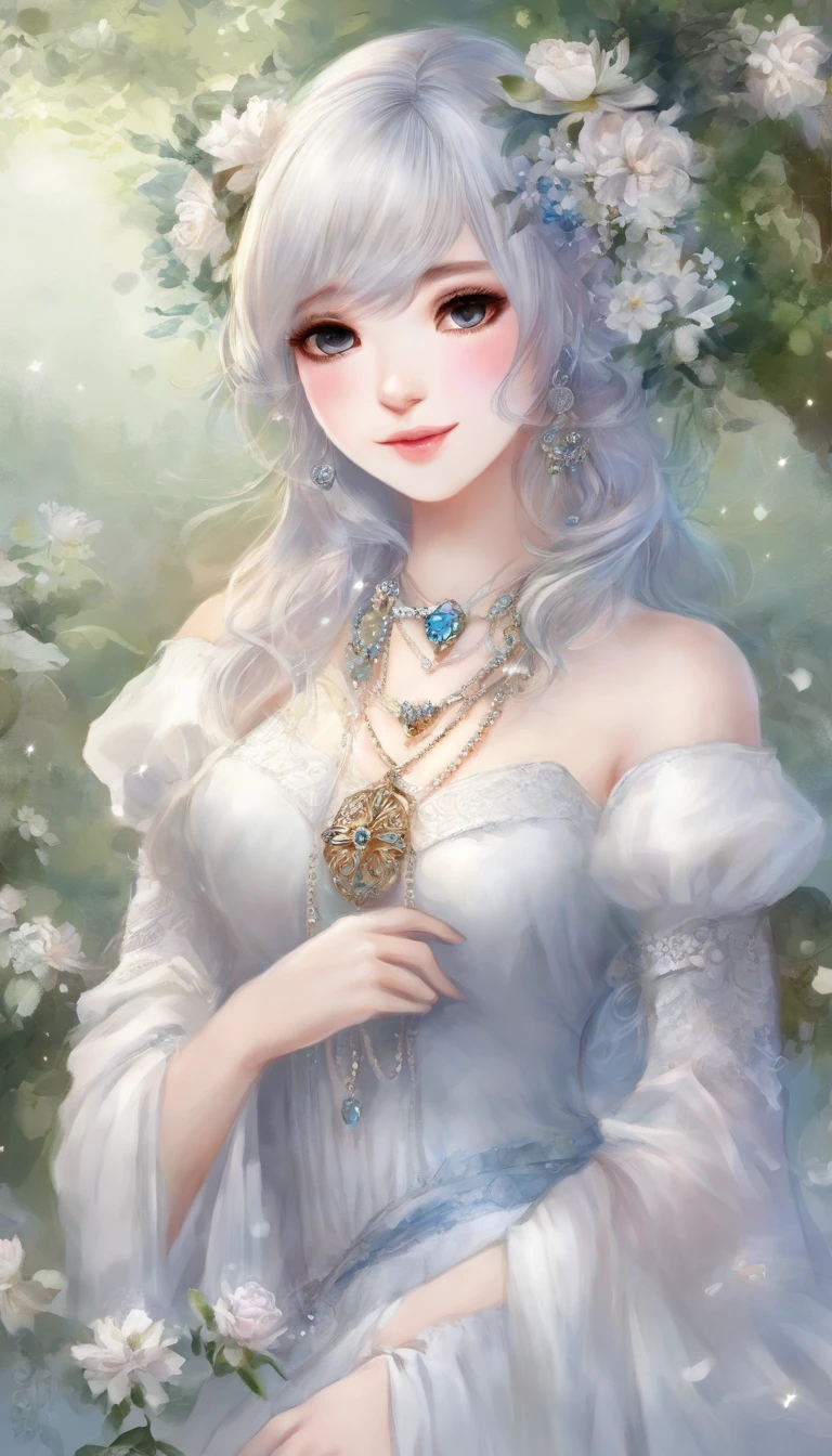 (((巨作))),(((best qualtiy))),((Ultra-detailed)),(illustration),((anextremelydelicateandbeautiful)),(beatiful detailed eyes),(detailedlight) (1girll), 独奏 , Floating_Hair,glowing light eyes,lightblue hair,eBlue eyes, double tails, Light blue sky background,Light blue Christian monument background,White panty hose,Cross necklace,Smile with (Anime style), Beautiful and delicate face,(cute face:1.3),(largeeyes:1.2),(Priestly Maiden Costume),Details installed,(Magic effects:1.3),Flowing skirt,(sheer cloth:1.2),Clear facial features