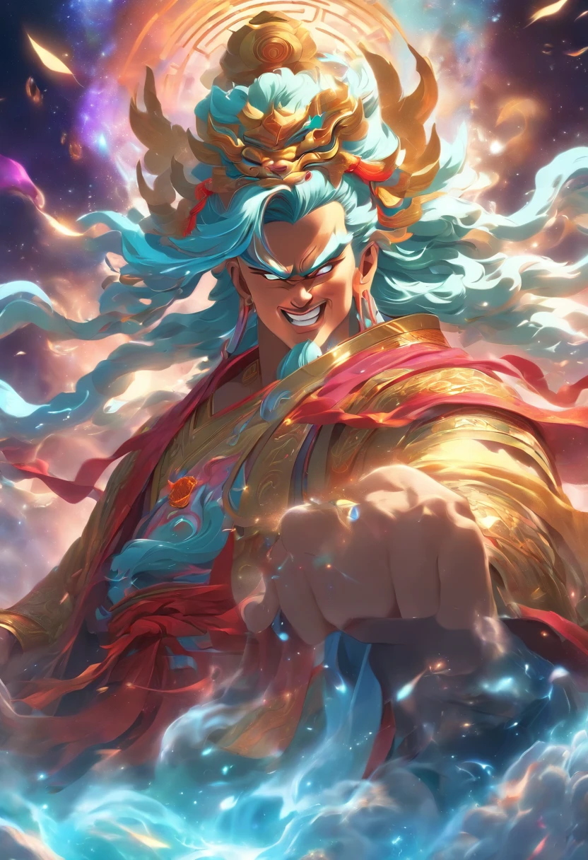 (((Chinese God))) Best Quality, Ultra-High Resolution, 4K Detailed CG, Masterpiece, Pagu, Cosmic God, Universe,Axe, Breaking Galaxies,Chinese Clothing,Chinese Mythology, Chinese Painting Style, Shui mo Hua, Thangka Style,Aesthetics, Beautiful Image, Depth of Field, Centered on Screen