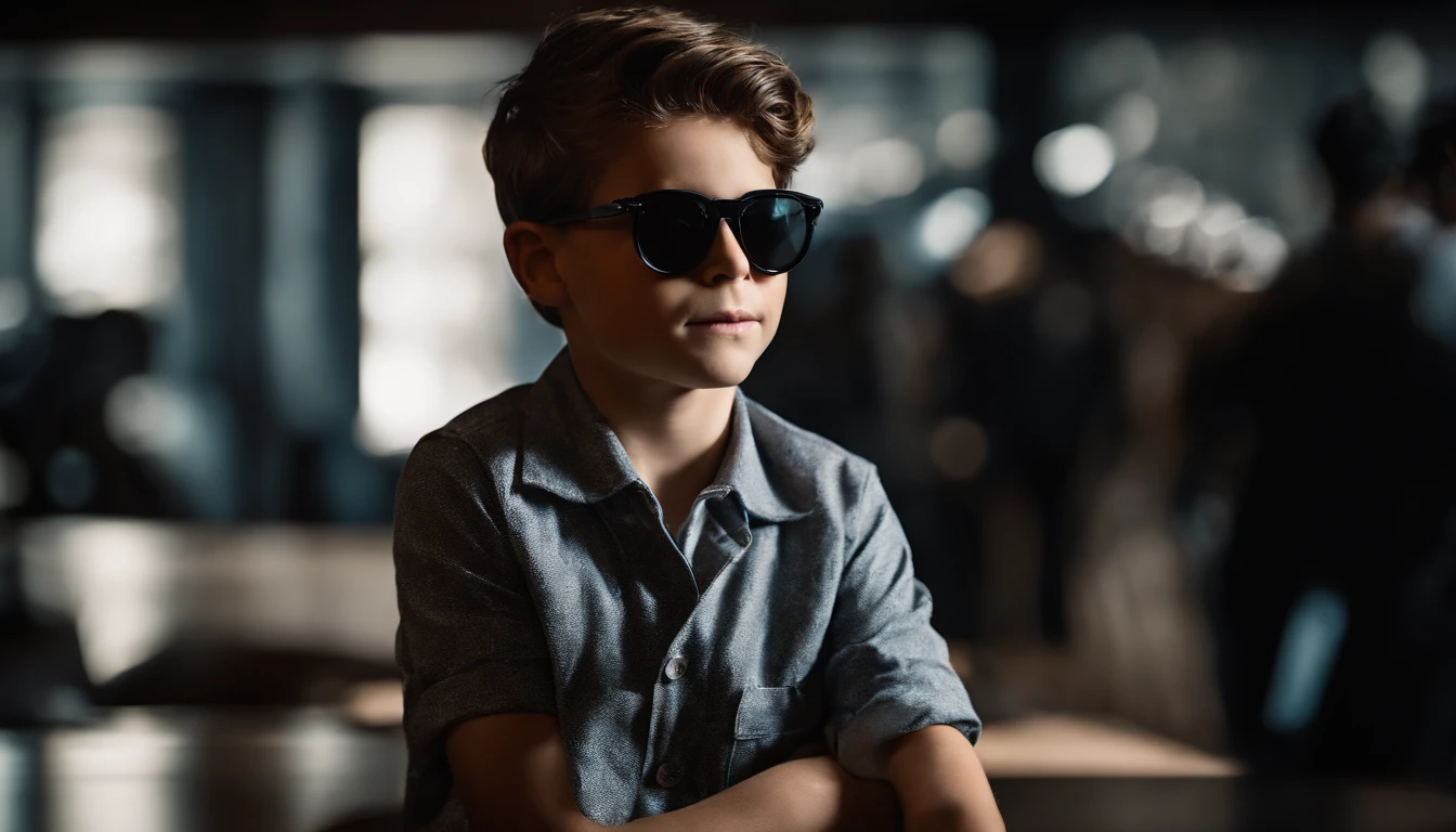 (best quality,ultra-detailed,picture-perfect,professional:1.2),boy with sunglasses,black background,cool,dark,stylish,contrast,lit from the side