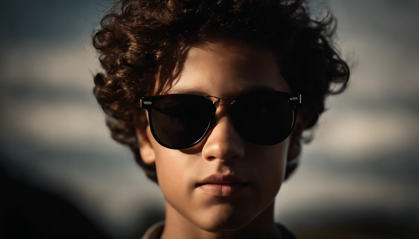 (best quality,ultra-detailed,picture-perfect,professional:1.2),boy with sunglasses,black background,cool,dark,stylish,contrast,lit from the side