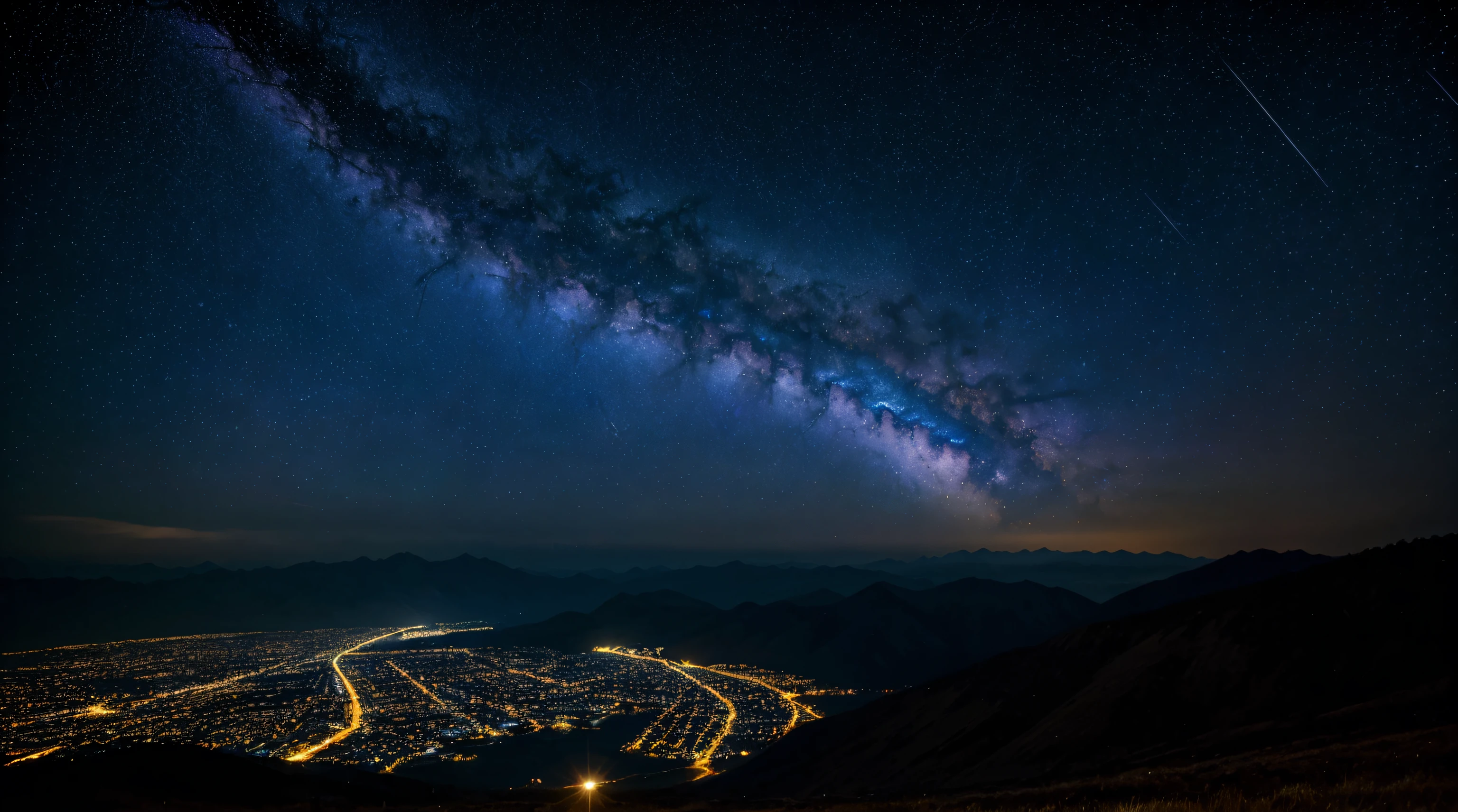stunning scenery, surreal lighting, extremely extravagant lighting, vivid color, beautiful scenery, night, natural, (japain), ((colorful spotlights)), ((stars in the sky))