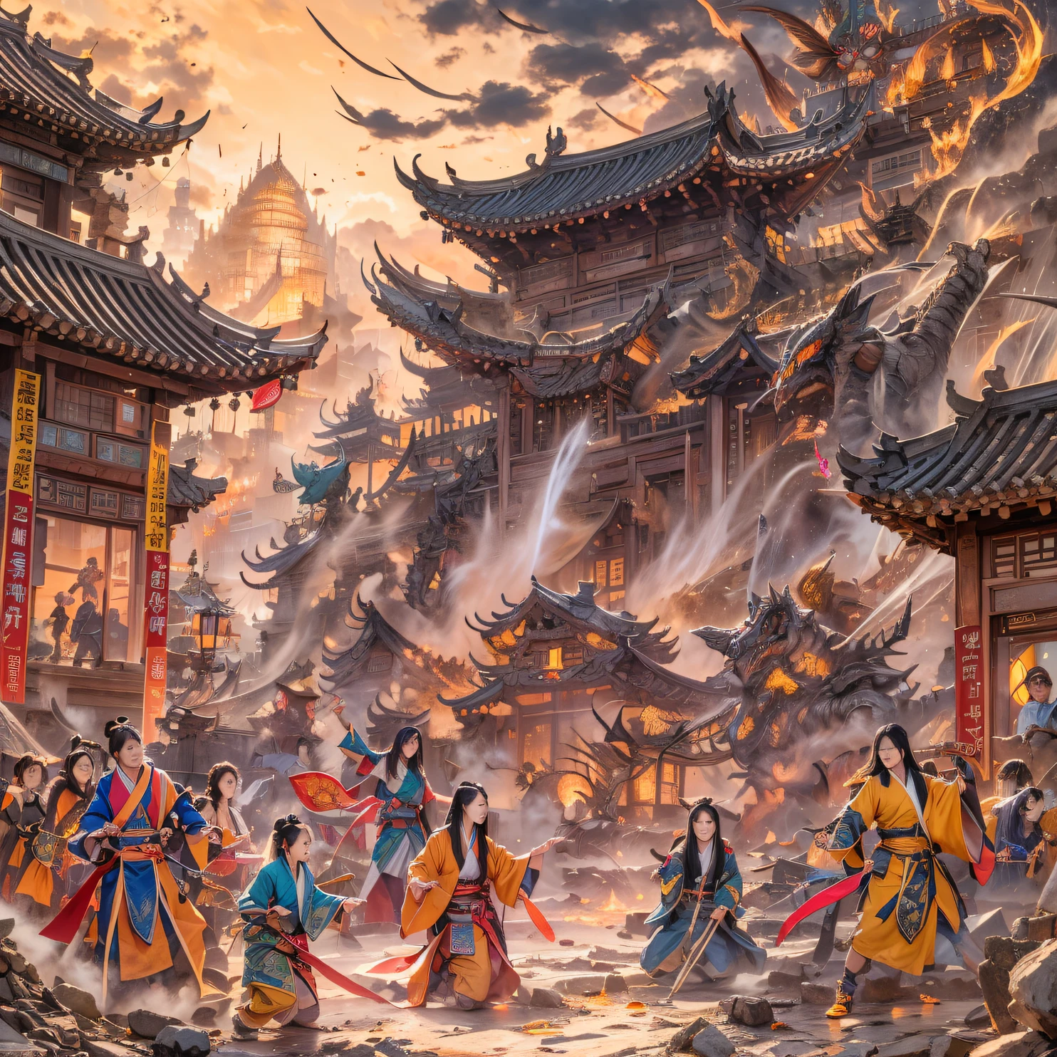 In order to obtain the oracle of fate, Demons invade the Aoba family，The leader of the demon clan personally went down to fight Ye Xingyun, But in the end, He was defeated by Ye Xingyun in one move, At the same time, King Qi, Jiang Shang, Come to Ningcheng，Finally recognized Ye Xingyun's father and son, And found that Ye Xingyun is a rare eight-vein missing constitution, This is extremely beneficial to cultivating the Jiang Family Ancestor Extreme Heavenly Dao Skill。。, But just when Ye Xingyun was taught by King Qi Xiuwei。，In terms of improving self-cultivation, The mysterious woman An Yun suddenly appeared, In order to get the Nine Heavens Goddess Diagram on Ye Xingyun's body。。。, She took it away with valve technology, but accidentally got involved in the grudge between the demon and Ye Xingyun。（Colorful ruins）Climb the streets（Armageddon）eyes filled with angry，He clenched his fists，Rush up，Deliver a fatal blow to your opponent，full bodyesbian，Full Body Male Mage 32K（tmasterpiece，Color Ultra HD）Long flowing black hair，Campsite size，zydink， The wounded lined up in the streets（Doomsday ruins）Climb the streets， The scene of the explosion（Doomsday ruins）， （Linen batik scarf）， Angry fighting stance， looking at the ground， Batik linen bandana， Chinese python pattern long-sleeved garment， rainbowing（Abstract propylene splash：1.2）， Dark clouds lightning background，Flour flies（realisticlying：1.4），Black color hair，Flour fluttering，rainbow background， A high resolution， the detail， RAW photogr， Sharp Re， Nikon D850 Film Stock Photo by Jefferies Lee 4 Kodak Portra 400 Camera F1.6 shots, Rich colors, ultra-realistic vivid textures, Dramatic lighting, Unreal Engine Art Station Trend, cinestir 800，Flowing black hair,（（（morningglow）））The wounded lined up in the streets（Color）Climb the streets，（Linen batik scarf）， Angry fighting stance， looking at the ground， Batik linen bandana， Chinese python pattern long-sleeved garment， （Abstract propylene splash：1.2）（（（dense smoke））），The male